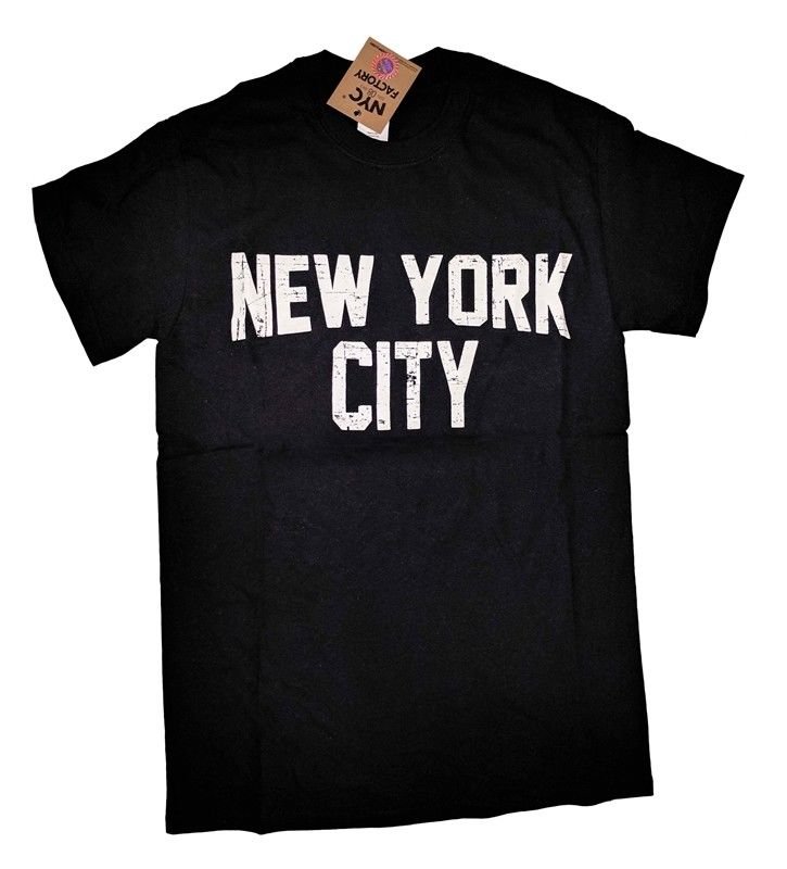 New York City Tee Men's Black Distressed Design Screen Printed T-Shirt