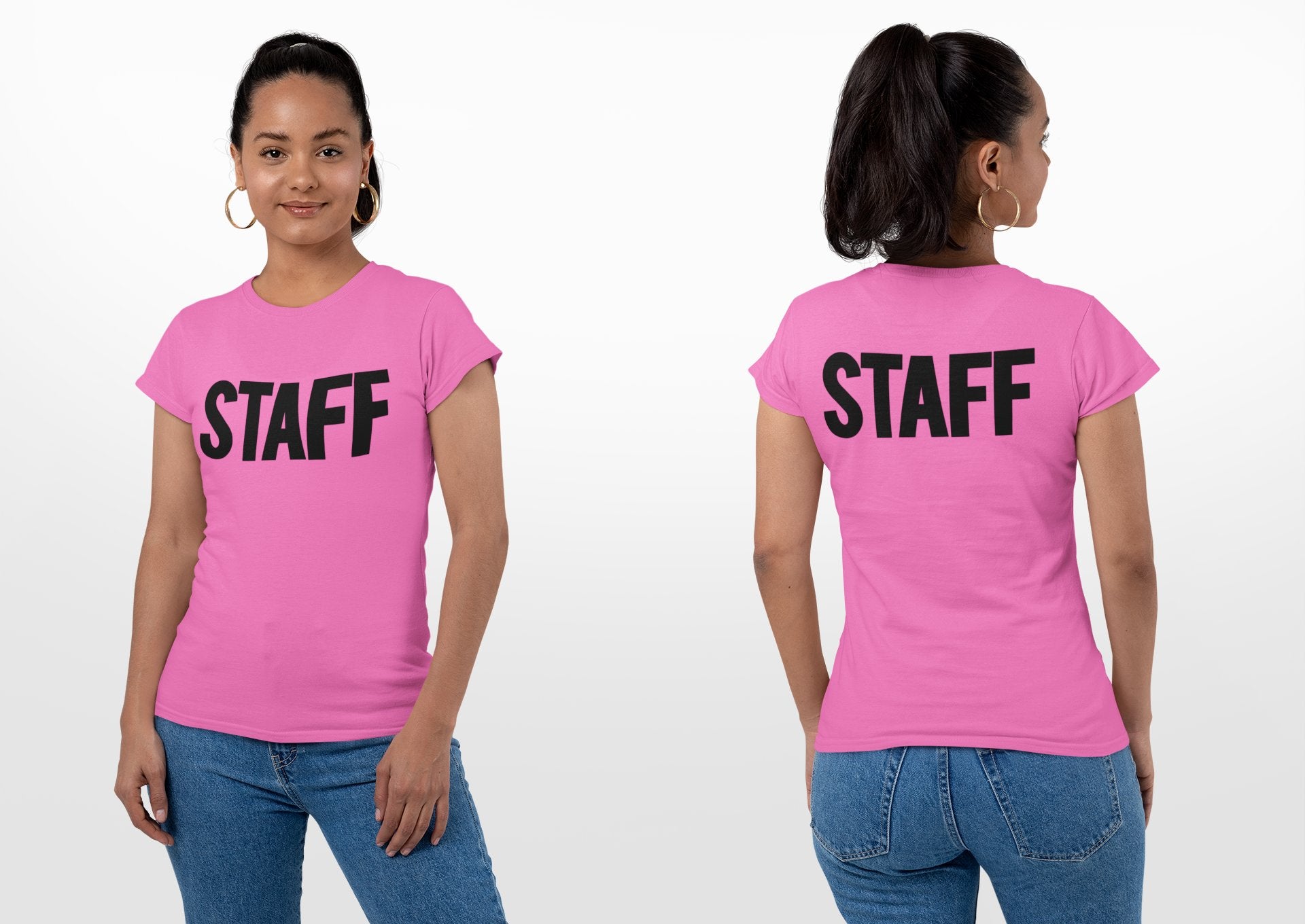 Staff Ladies Short Sleeve T-Shirt (Solid Design, Pink)