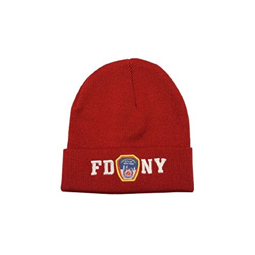 FDNY Winter Hat Police Badge Fire Department Of New York City Red & White One...