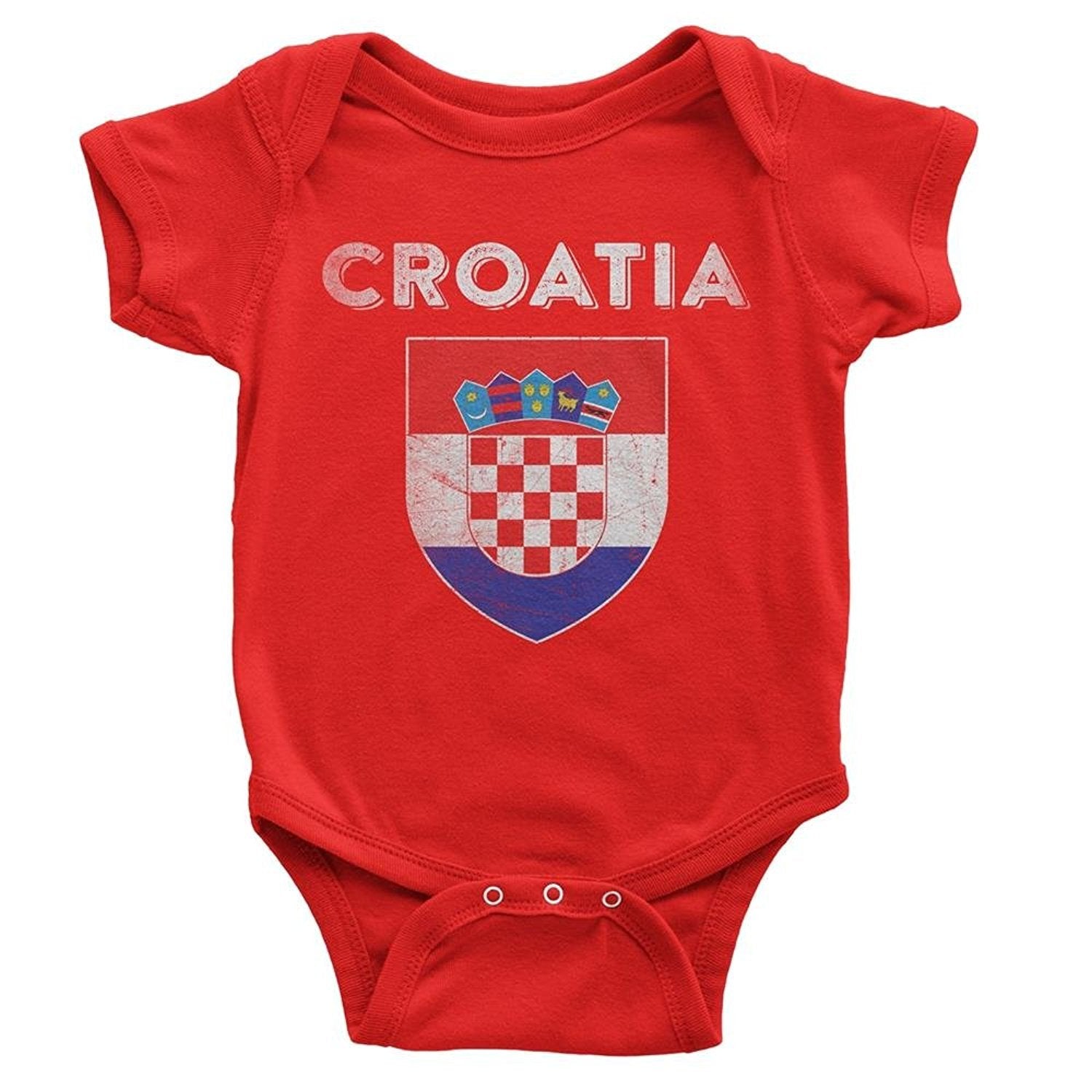 Croatia Flag T-Shirt Bodysuit Distressed Retro World Cup Soccer Shirt