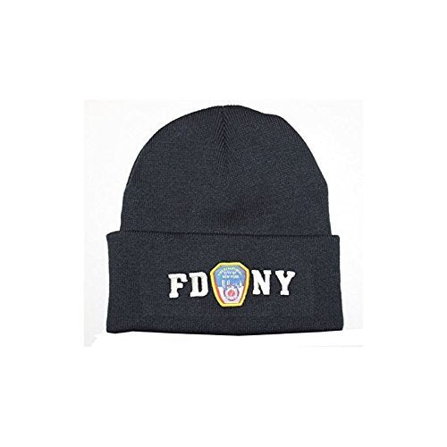 FDNY Winter Hat Police Badge Fire Department Of New York City Navy & White On...
