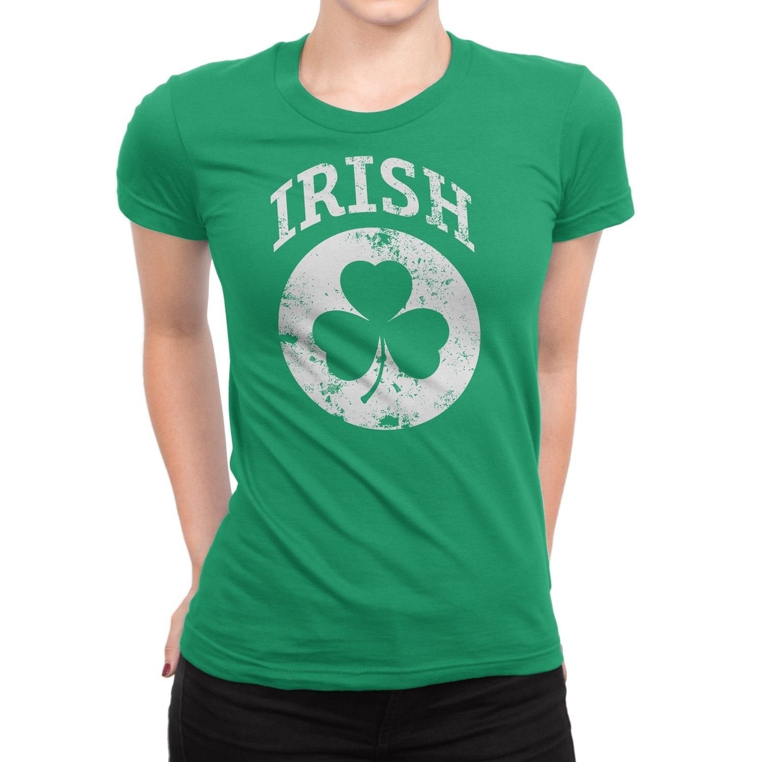 Irish Shamrock Clover Tee Ladies T-Shirt Womens Ireland Retro