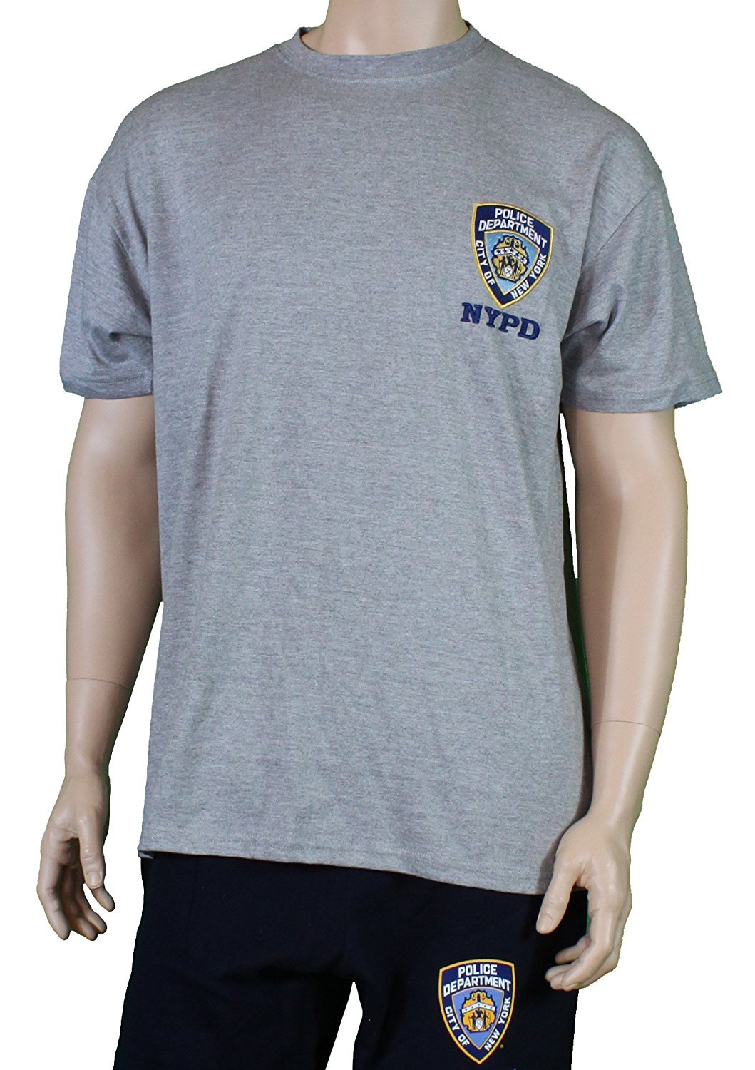 NYPD Men's T-Shirt (Embroidered Chest Design, Heather Gray)