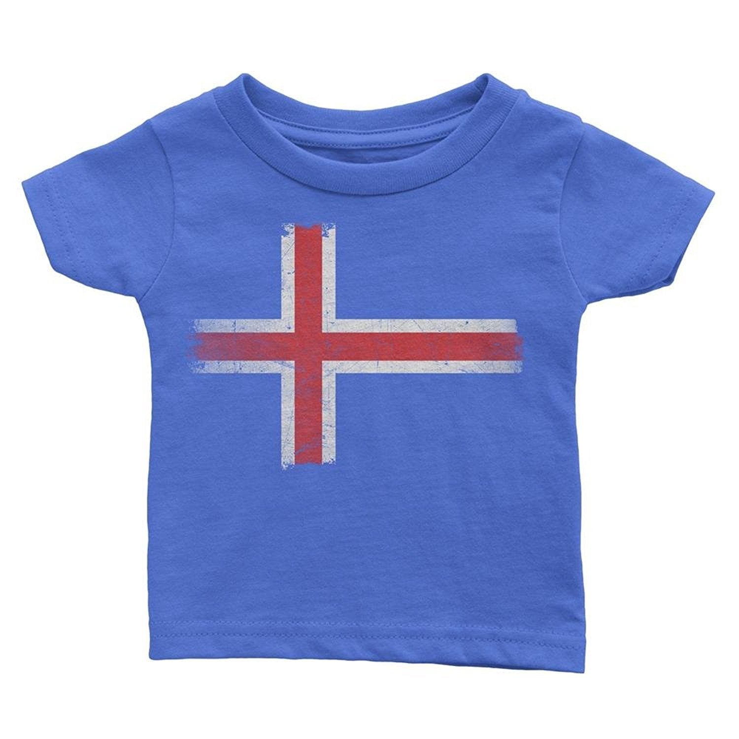 Iceland Flag Tee Blue Island Kids Retro T-Shirt Boys Shirt