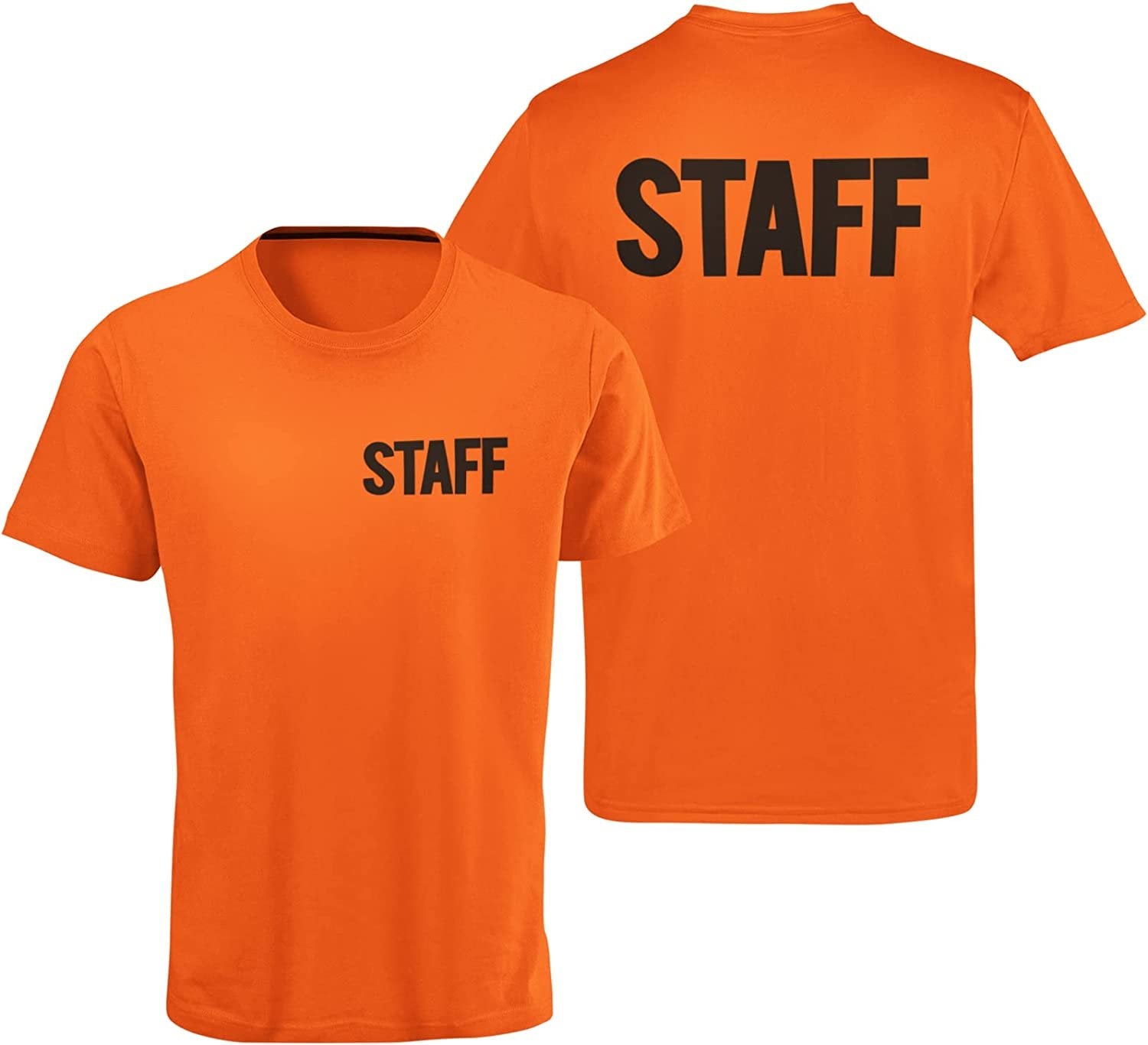 Men's Staff T-Shirt Screen Print Tee (Chest & Back Print, Orange)