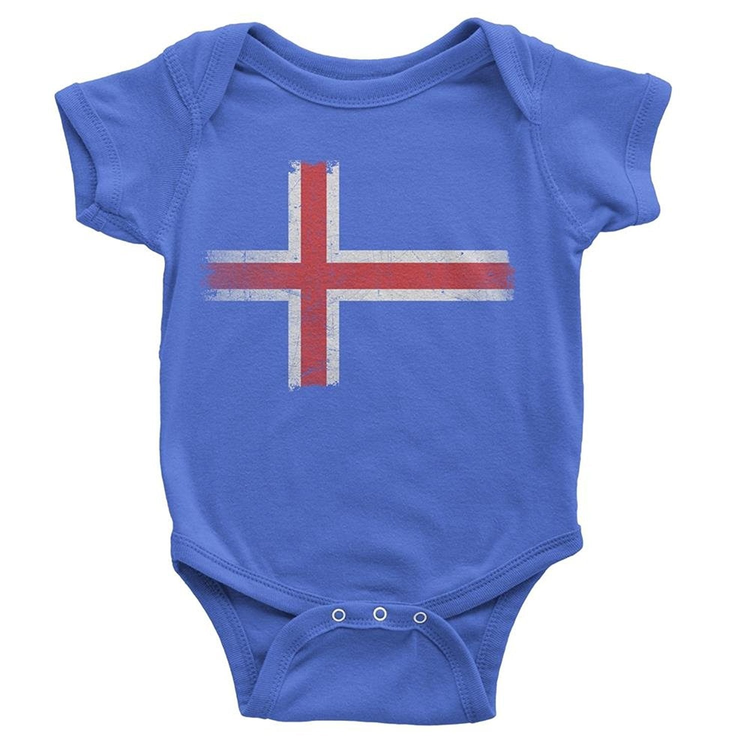 Iceland Flag Tee Blue Island Baby Bodysuit Retro T-Shirt I