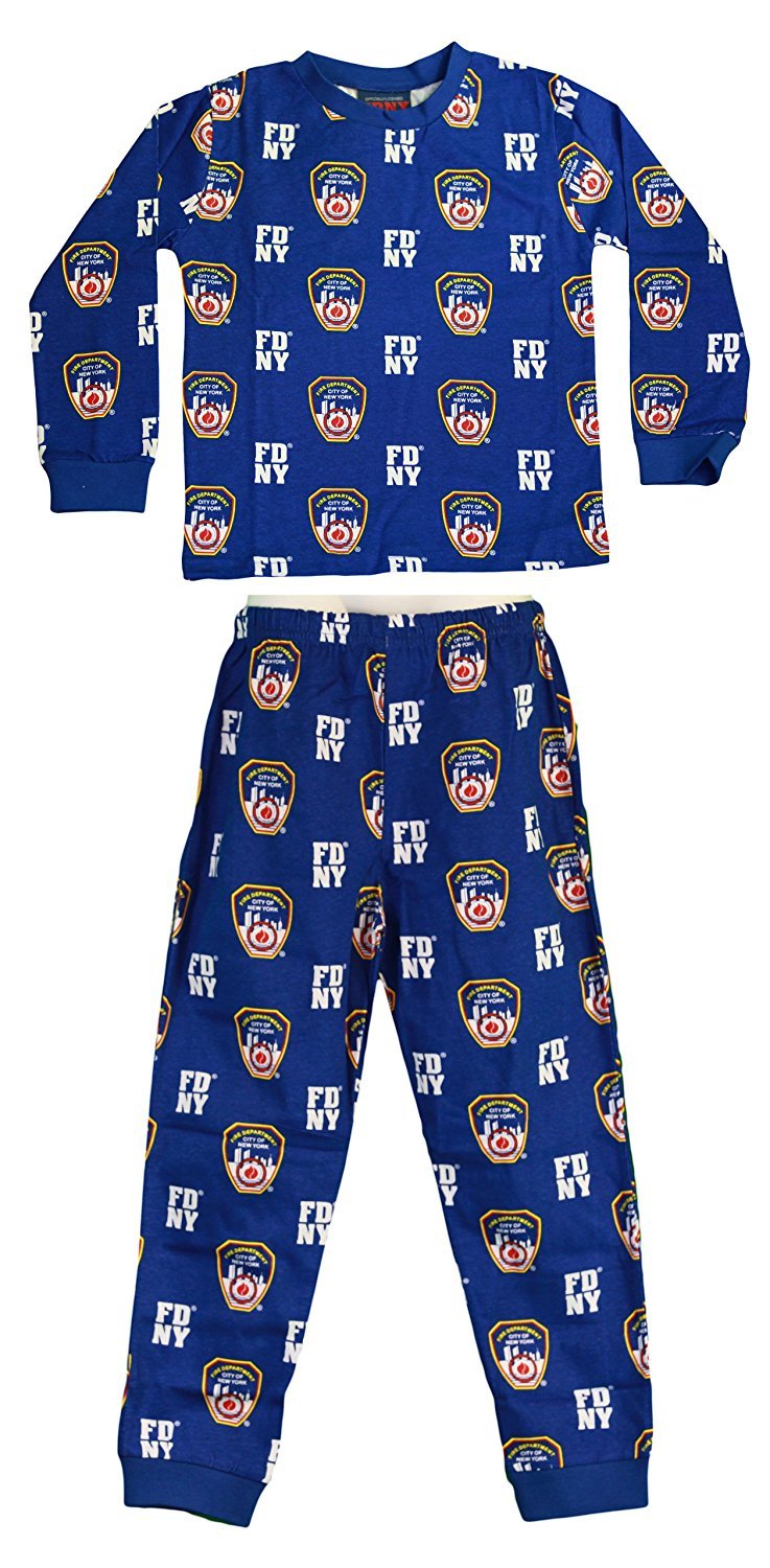 FDNY Kids Pajama Set Boys 2 Piece Sleepwear Blue