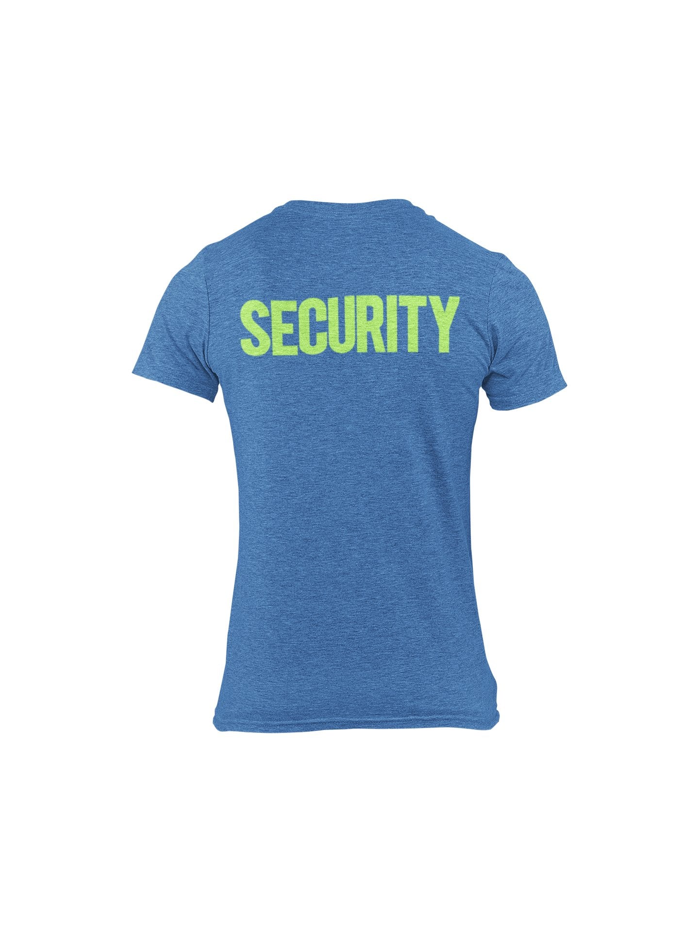Sicherheits-T-Shirt für Herren (einfarbiges Design, Vorder- und Rückseitendruck, Heather Indigo und Neon)