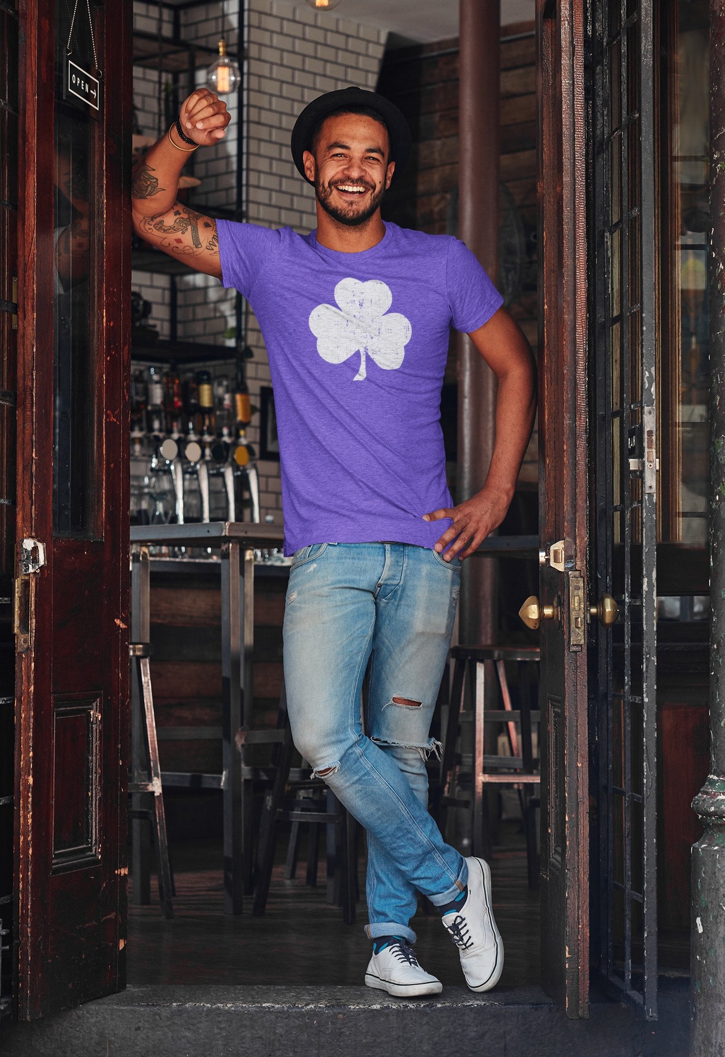T-shirt Shamrock Tee Premium Ring-spun pour hommes (violet chiné)