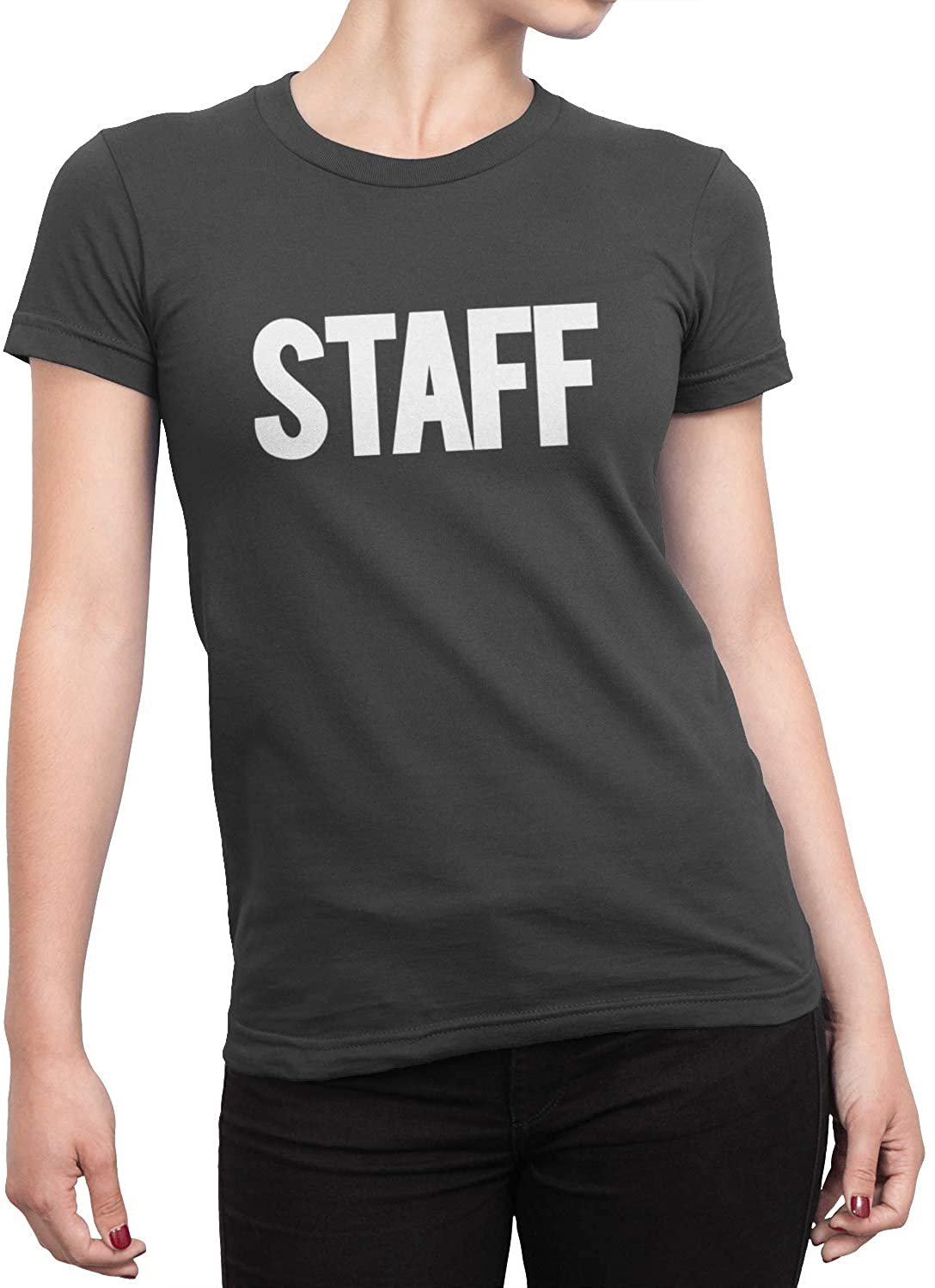 Staff Ladies Short Sleeve T-Shirt (Solid Design, Charcoal)