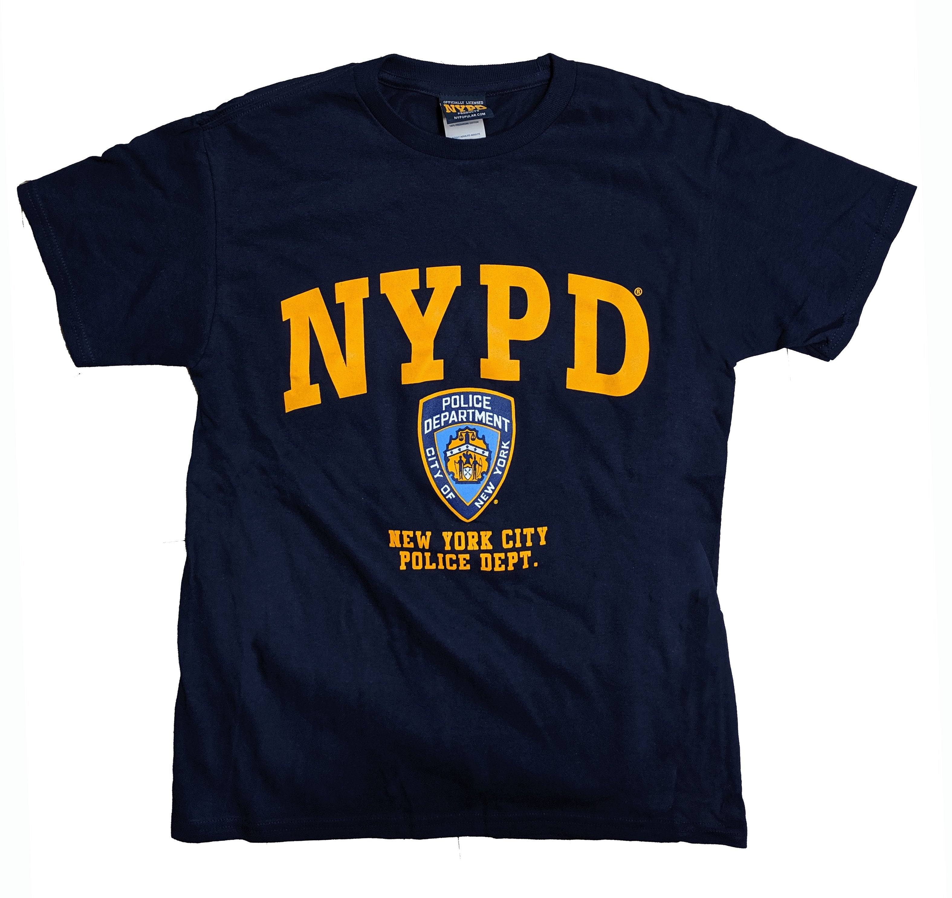 Men's NYPD Tee Official T-Shirt (Navy/Gold, Letters & Badge)