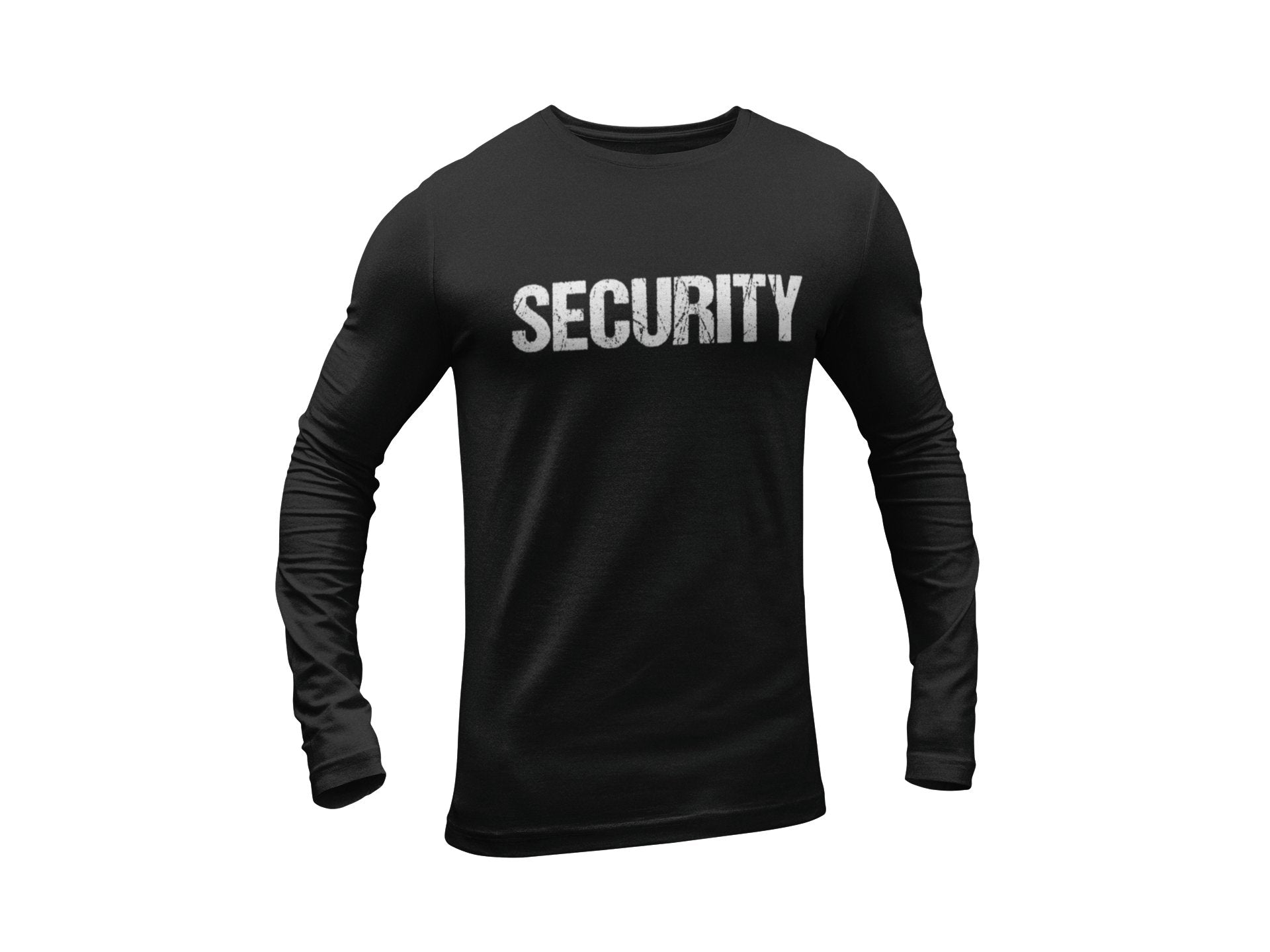 Men's Security Long Sleeve T-Shirt (Distressed Design, Black / White)