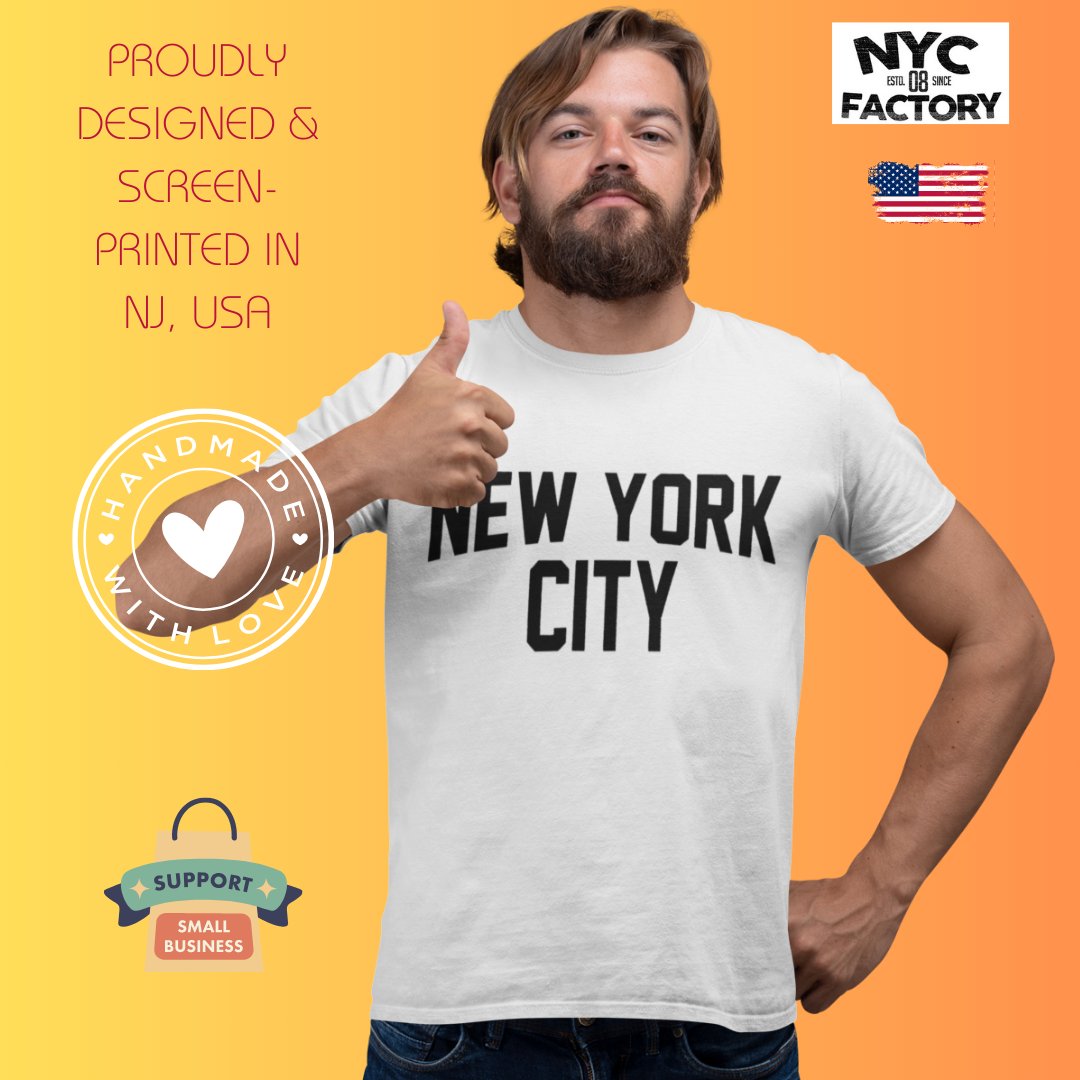 Men's New York City Unisex T-Shirt Screen Printed White Tee Shirt