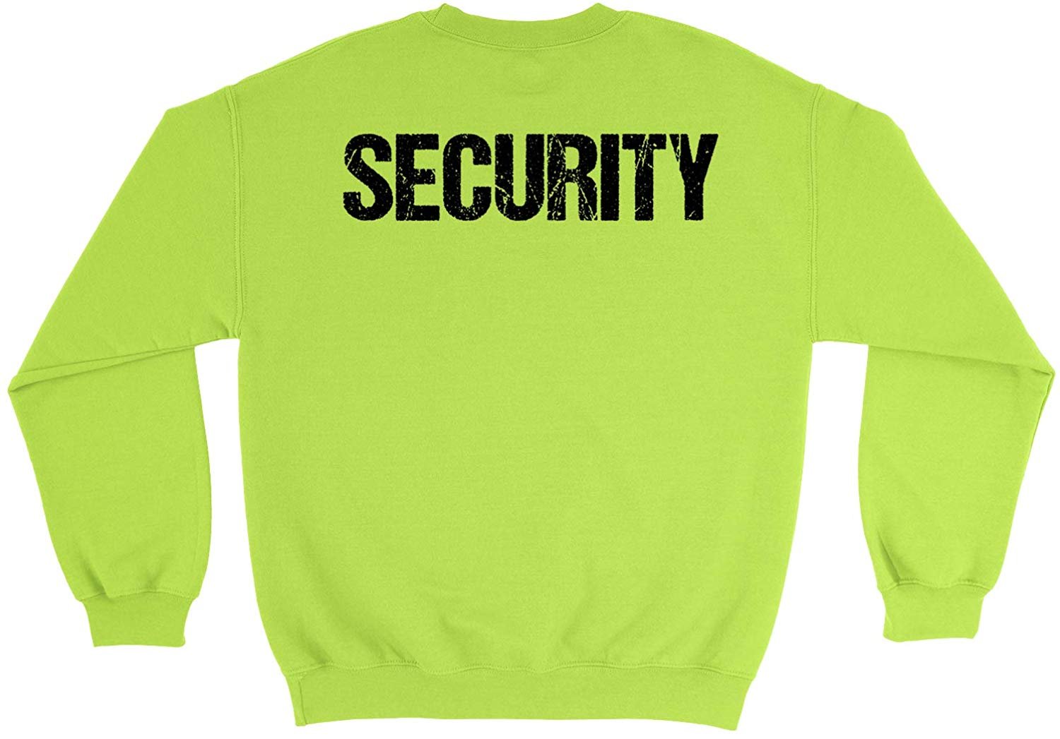 Men's Security Crewneck Sweatshirt (Distressed Design, Safety Green / Black)