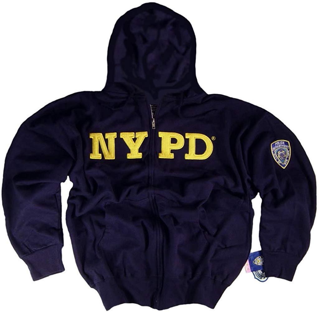 NYPD Zippered Hoodie Mens Sweatshirt Navy Blue Official