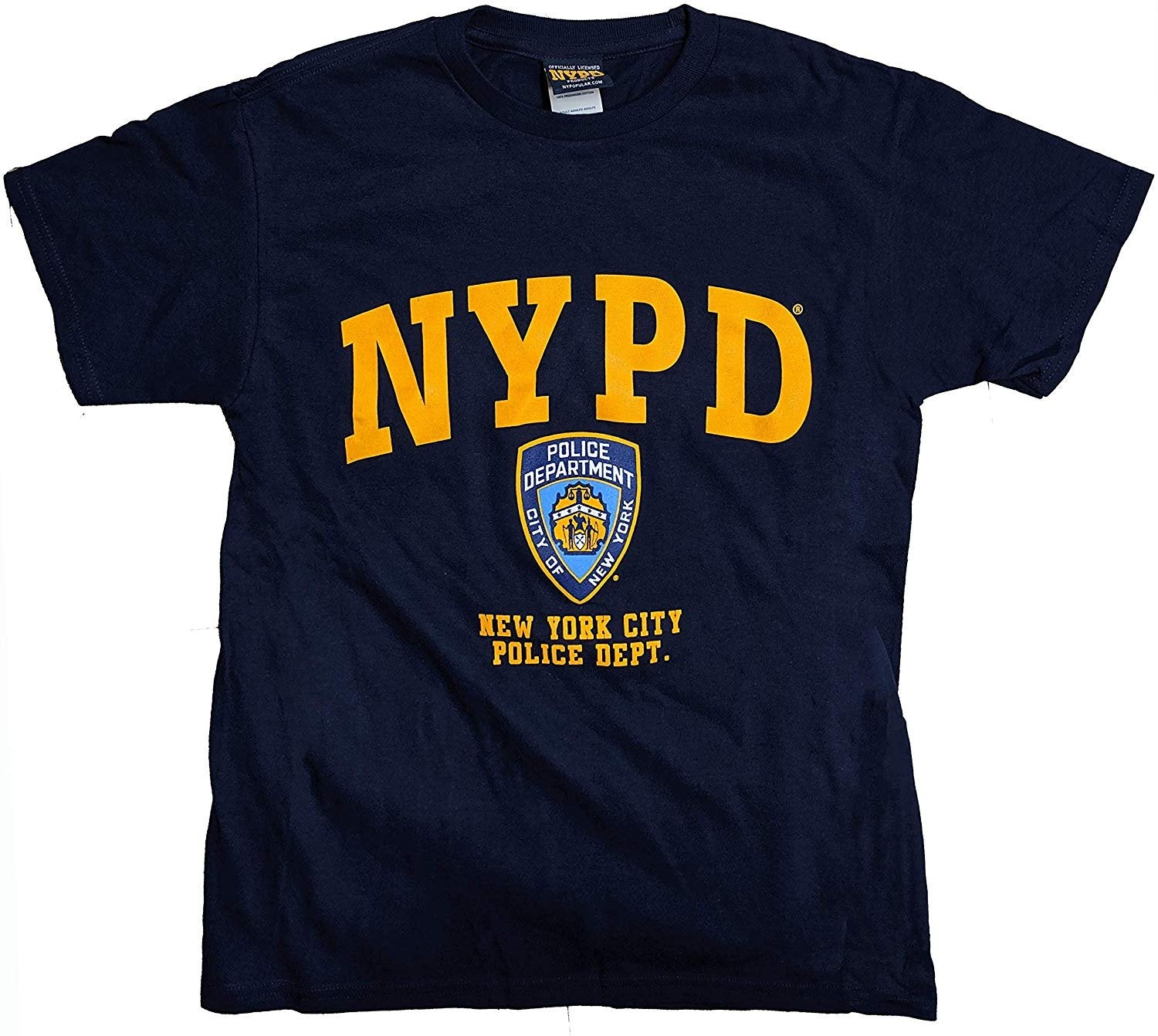 NYPD Kids Short Sleeve Screen Print T-Shirt Navy Yellow