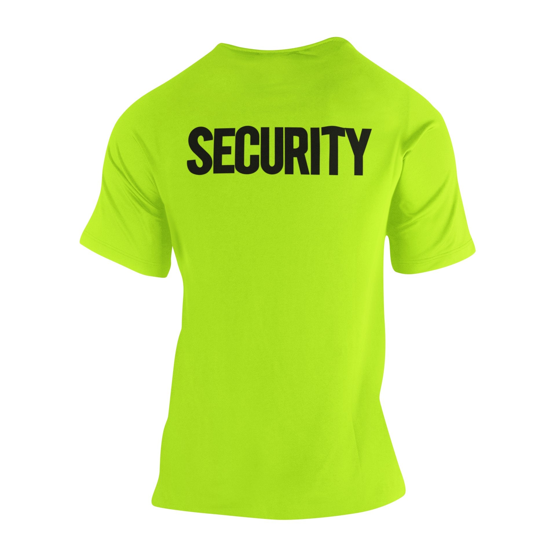 Men's Security Tee (Solid Design, Front & Back Print, Safety Green & Black)