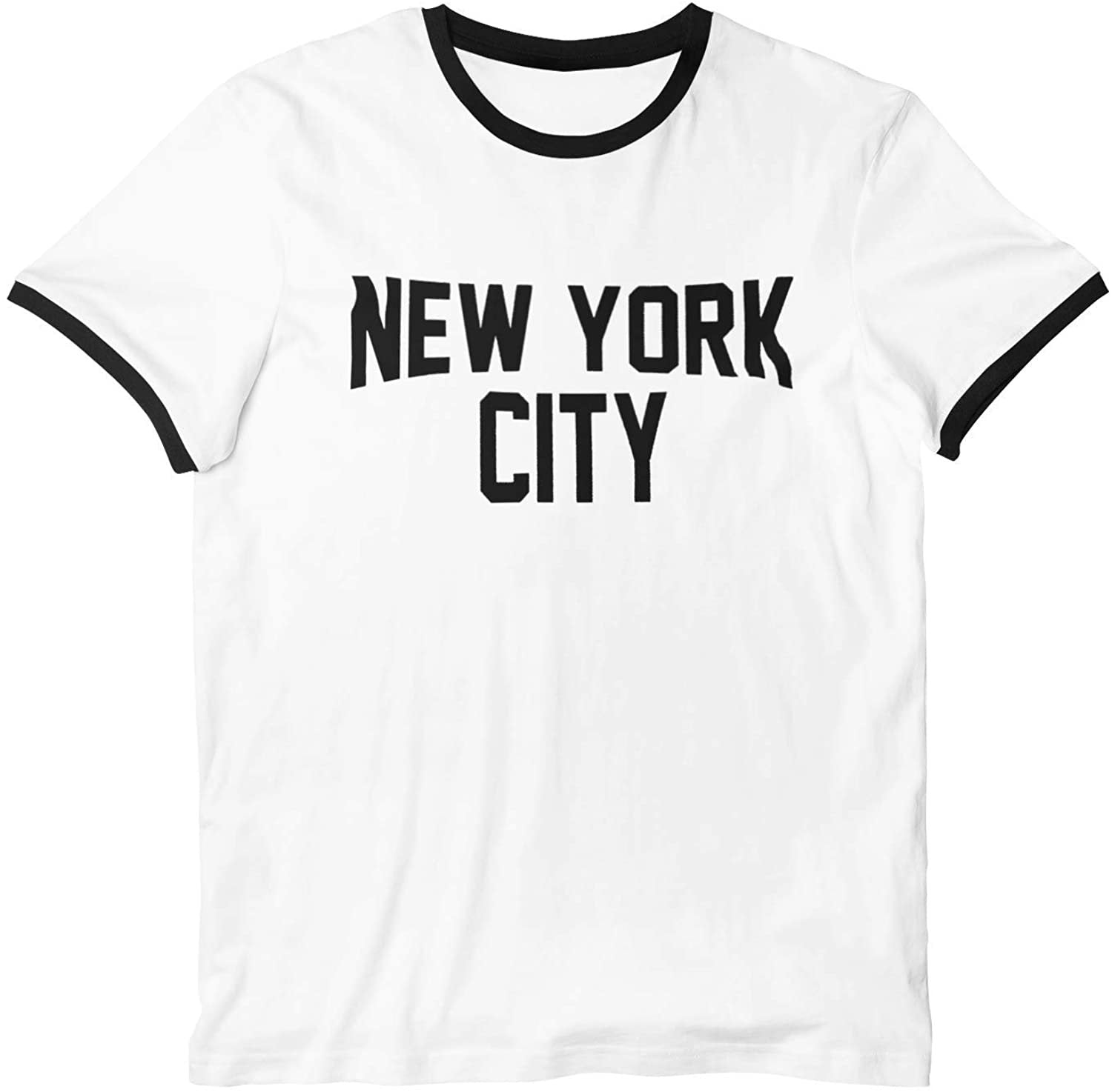 New York City Ringer T-Shirt für Kinder (Junior, Weiß/Schwarz)