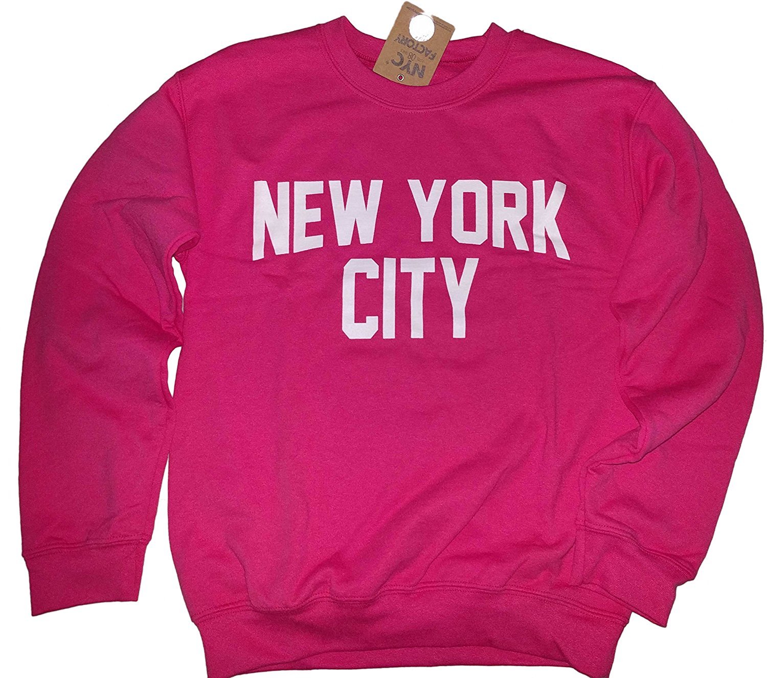 New York City Sweatshirt Screenprinted Hot Pink Adult NYC Lennon Shirt