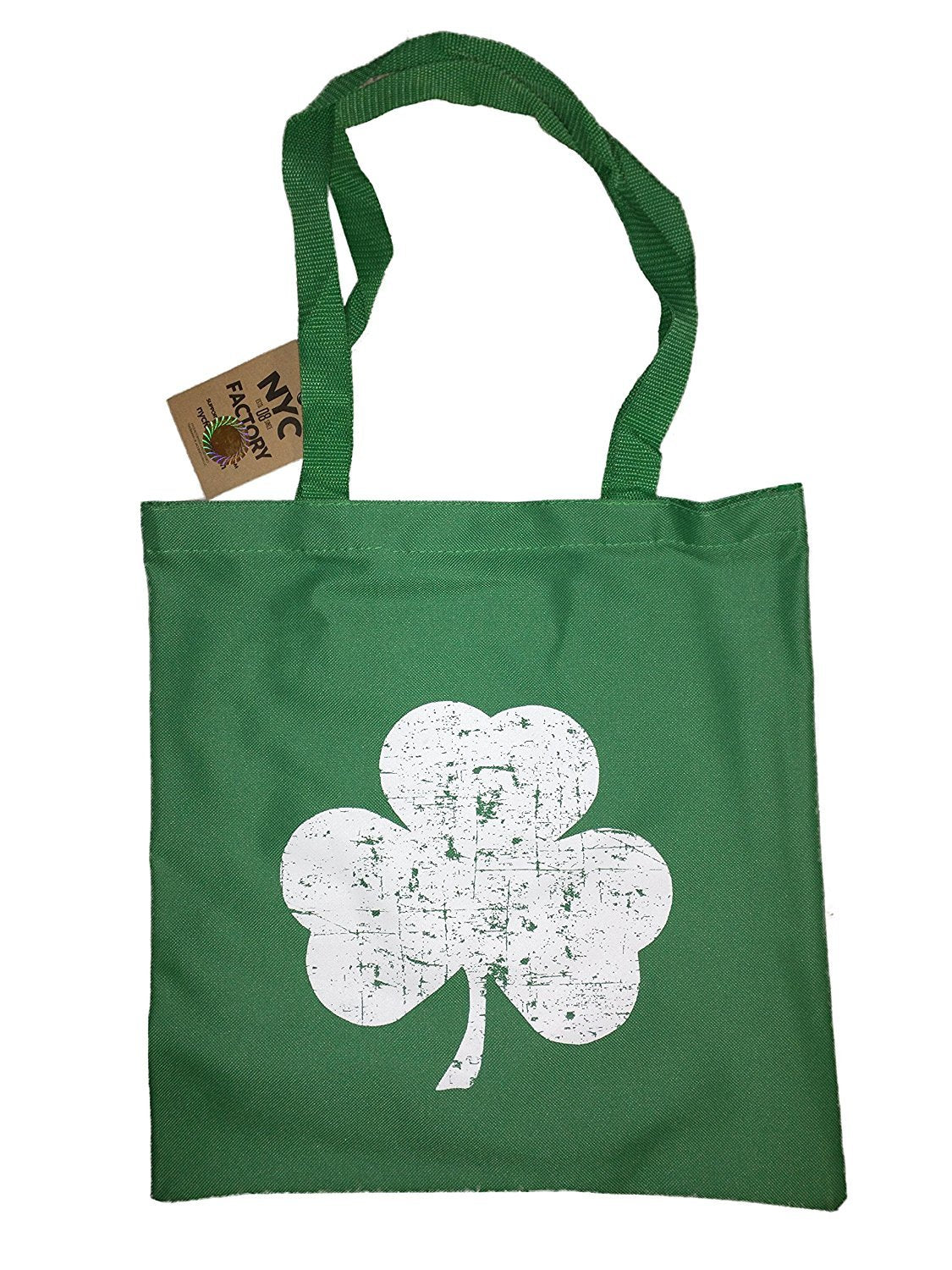 Shamrock Tote Bag Recycled Material (Distressed Design, Kelly Green)