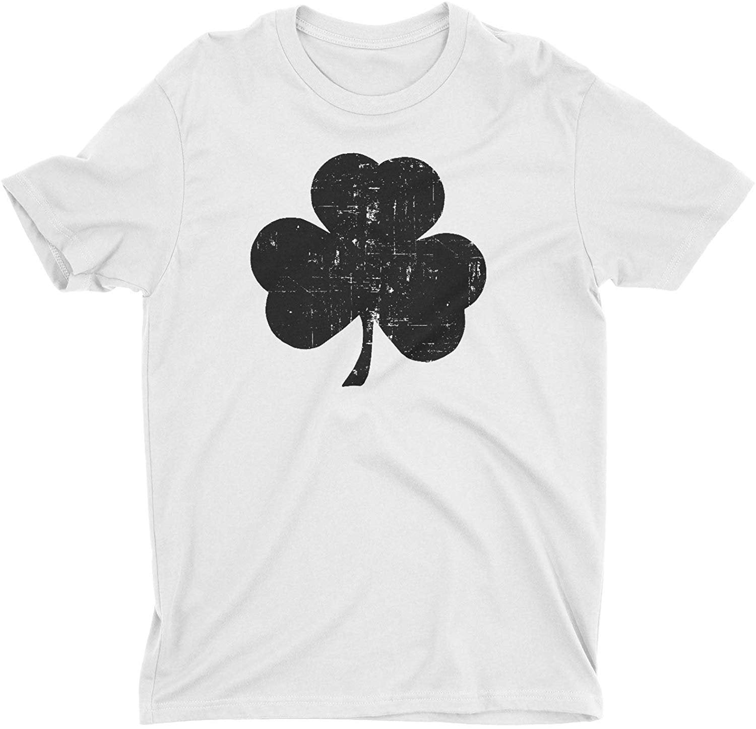 T-shirt Shamrock pour hommes (grand design en détresse, blanc et noir)