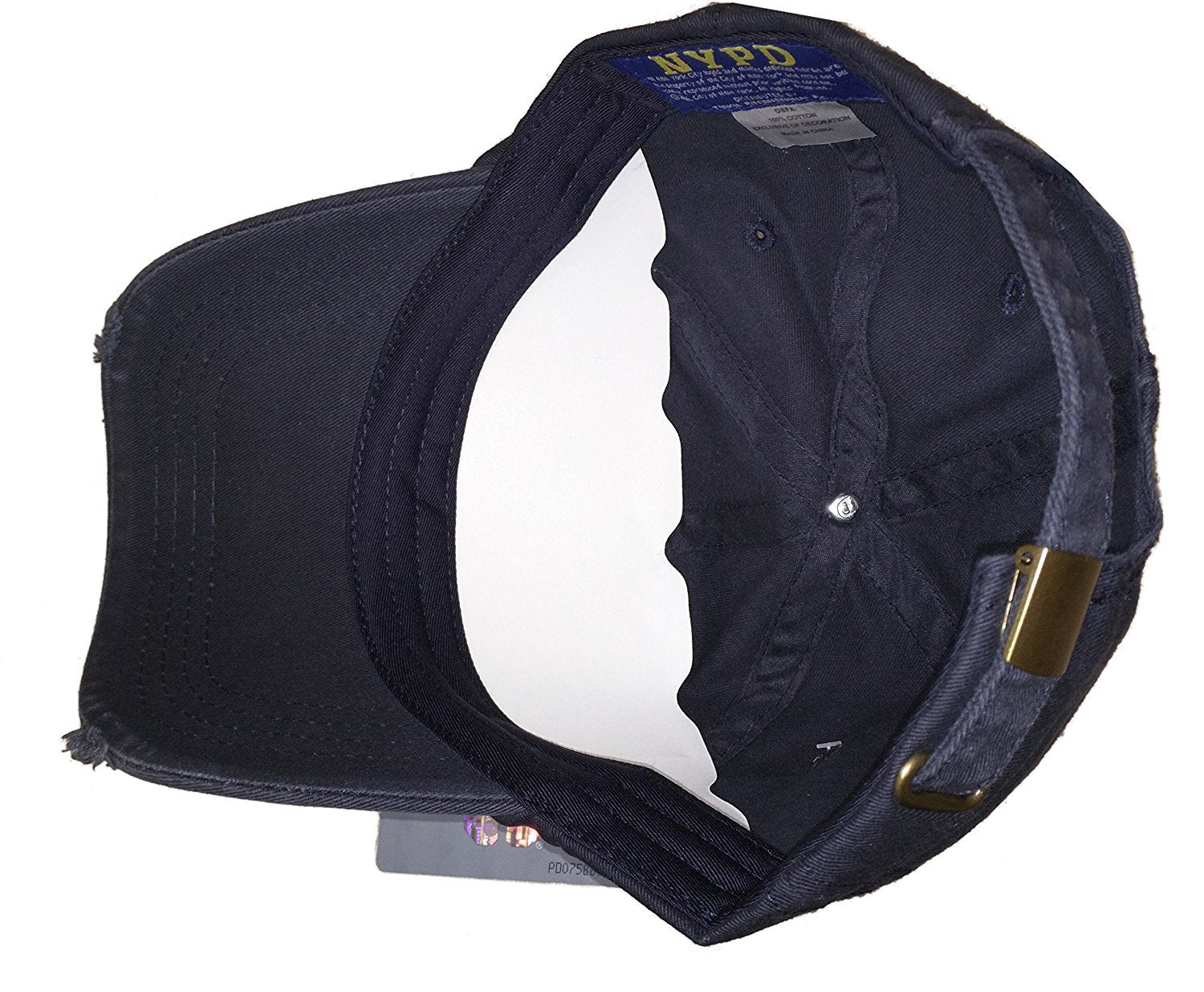 NYPD Baseball Hat New York Police Department Big Gold Distressed Navy Blue
