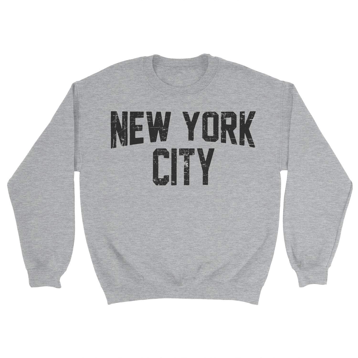 New York City Distressed Sweatshirt Screenprinted Gray Adult NYC Lennon Shirt