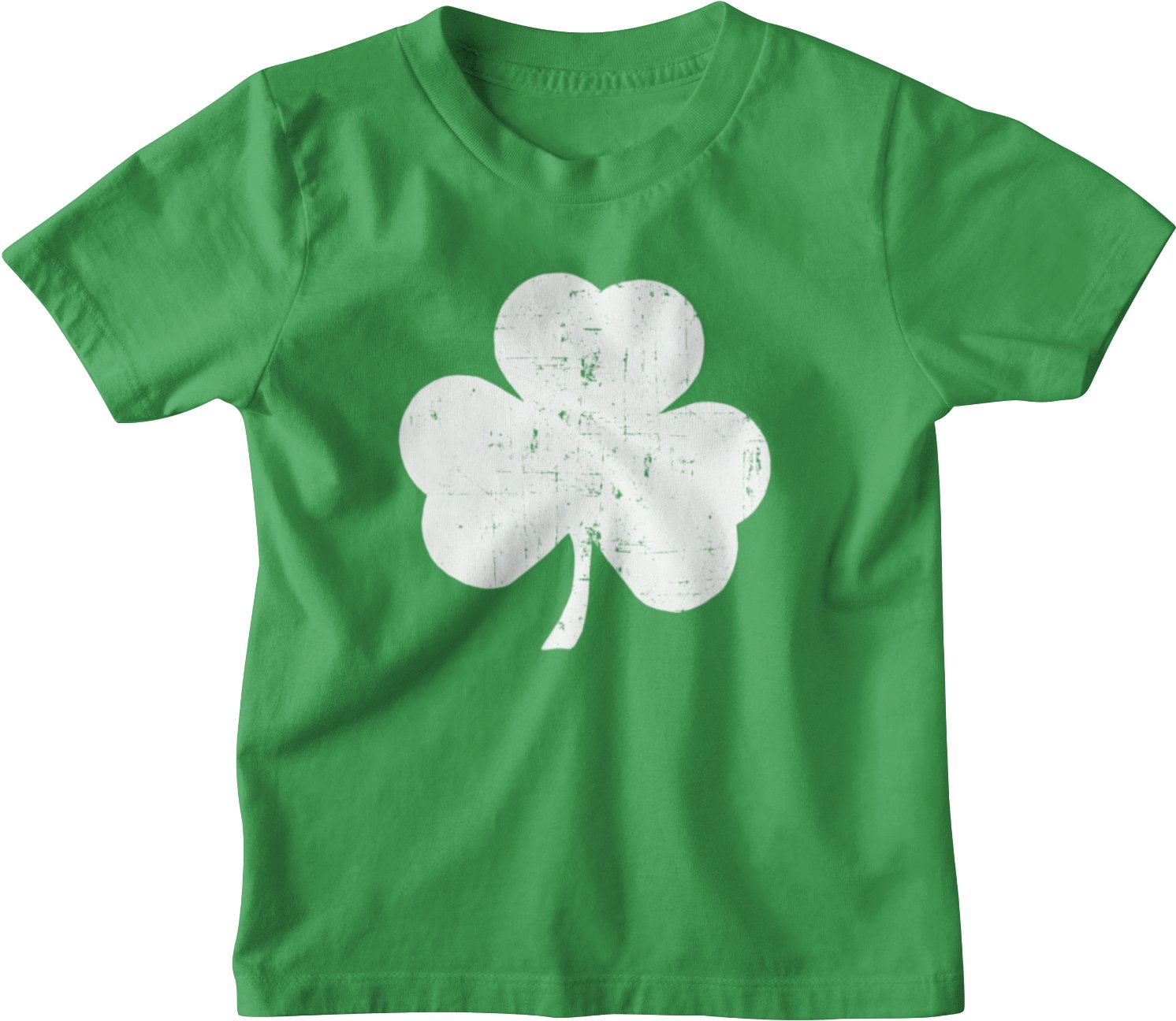 T-shirt pour enfants Shamrock (grand motif vieilli, vert irlandais)