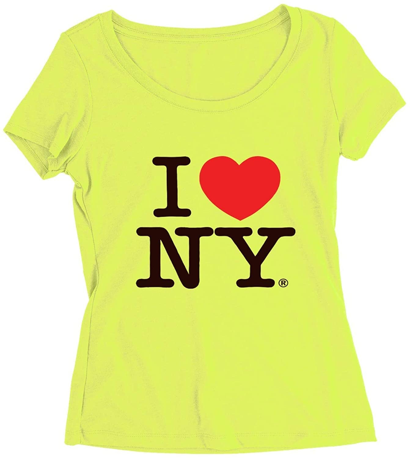 I Love NY Neon Teens/Ladies Scoop Neck T-Shirt Tee Officially Licensed Slim Fit