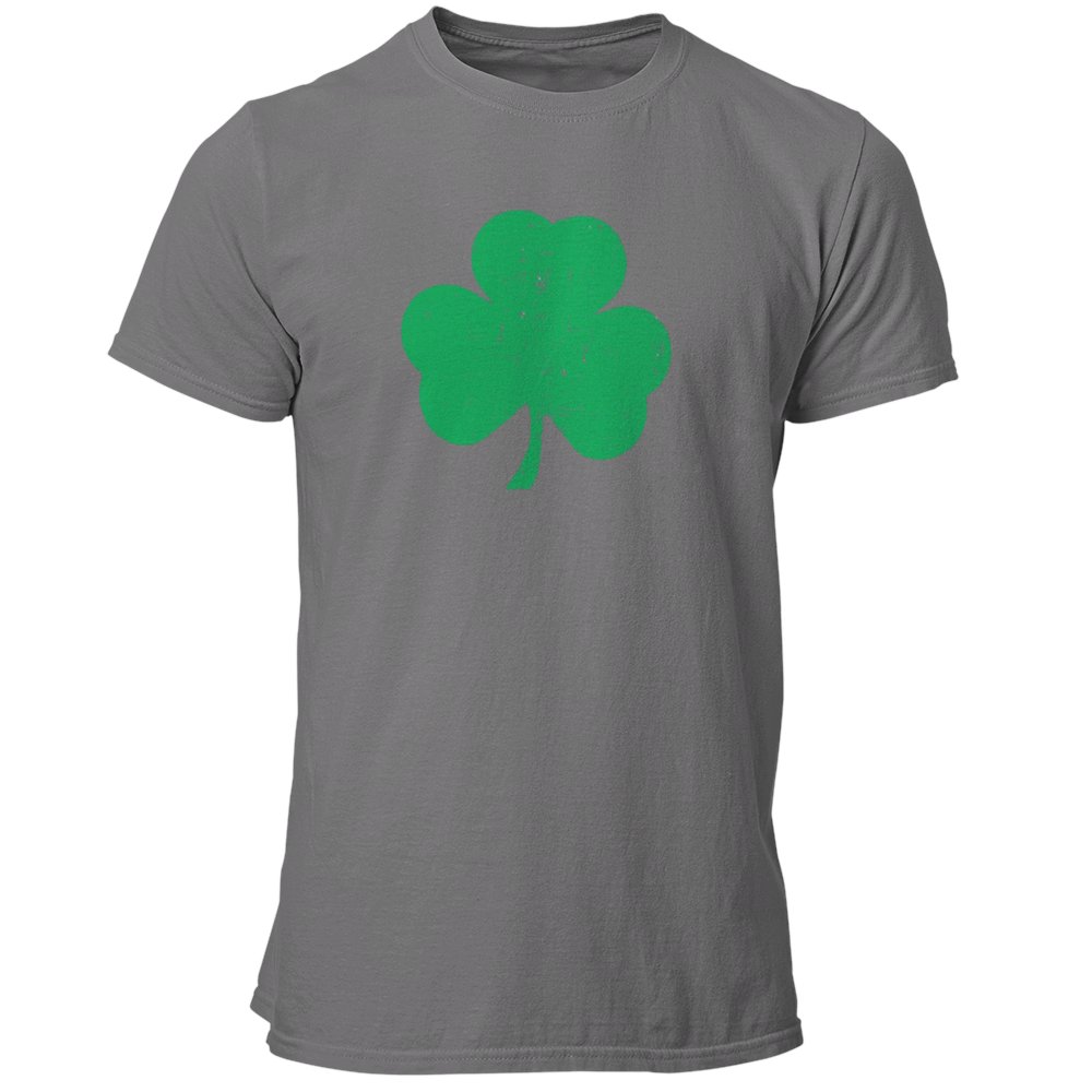 USA Screen Printed Charcoal Irish Distressed Shamrock T-Shirt St Patricks Day Mens Ireland