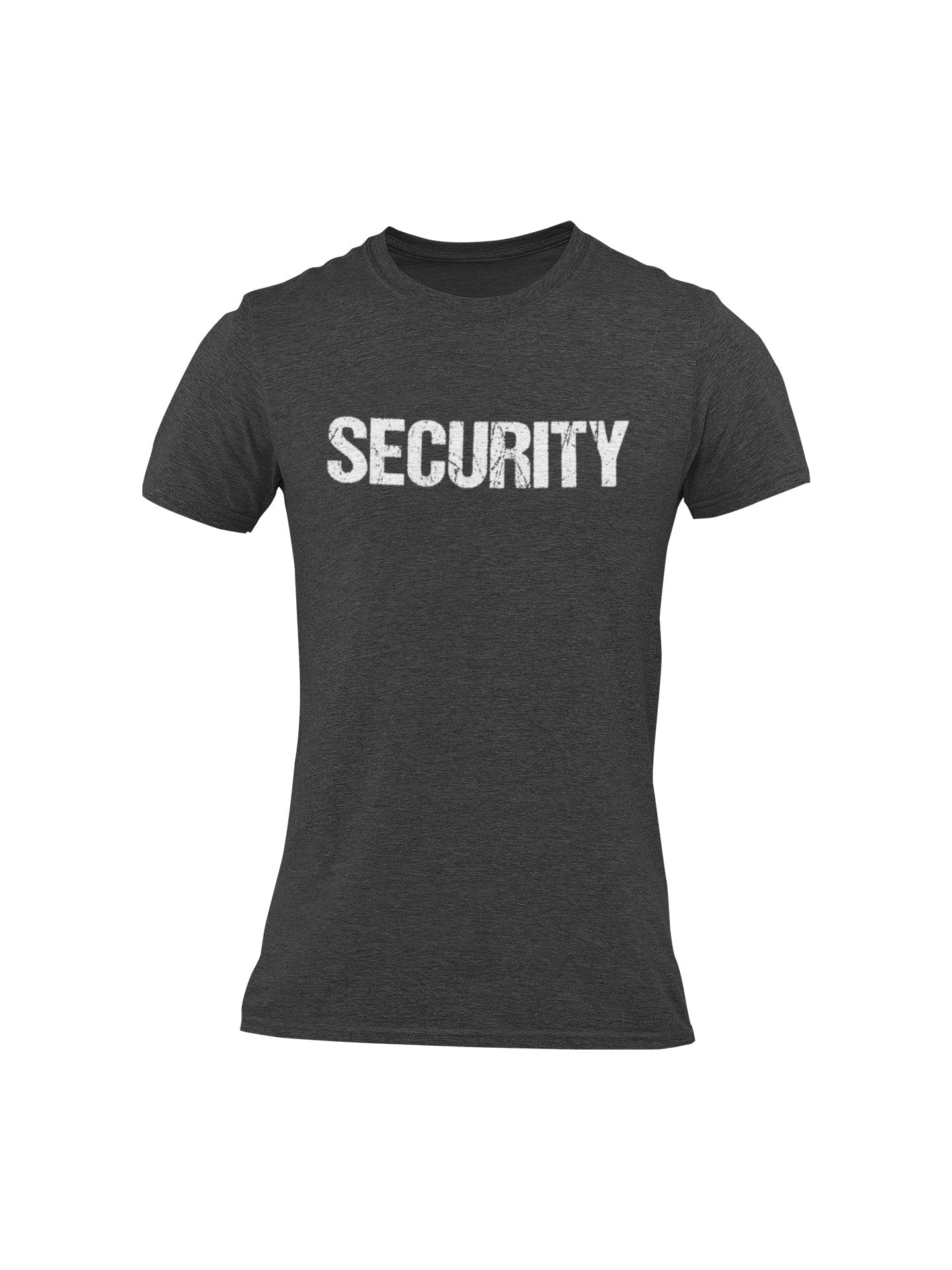 Men's Security Tee (Distressed Front & Back Print, Dark Heather/White)