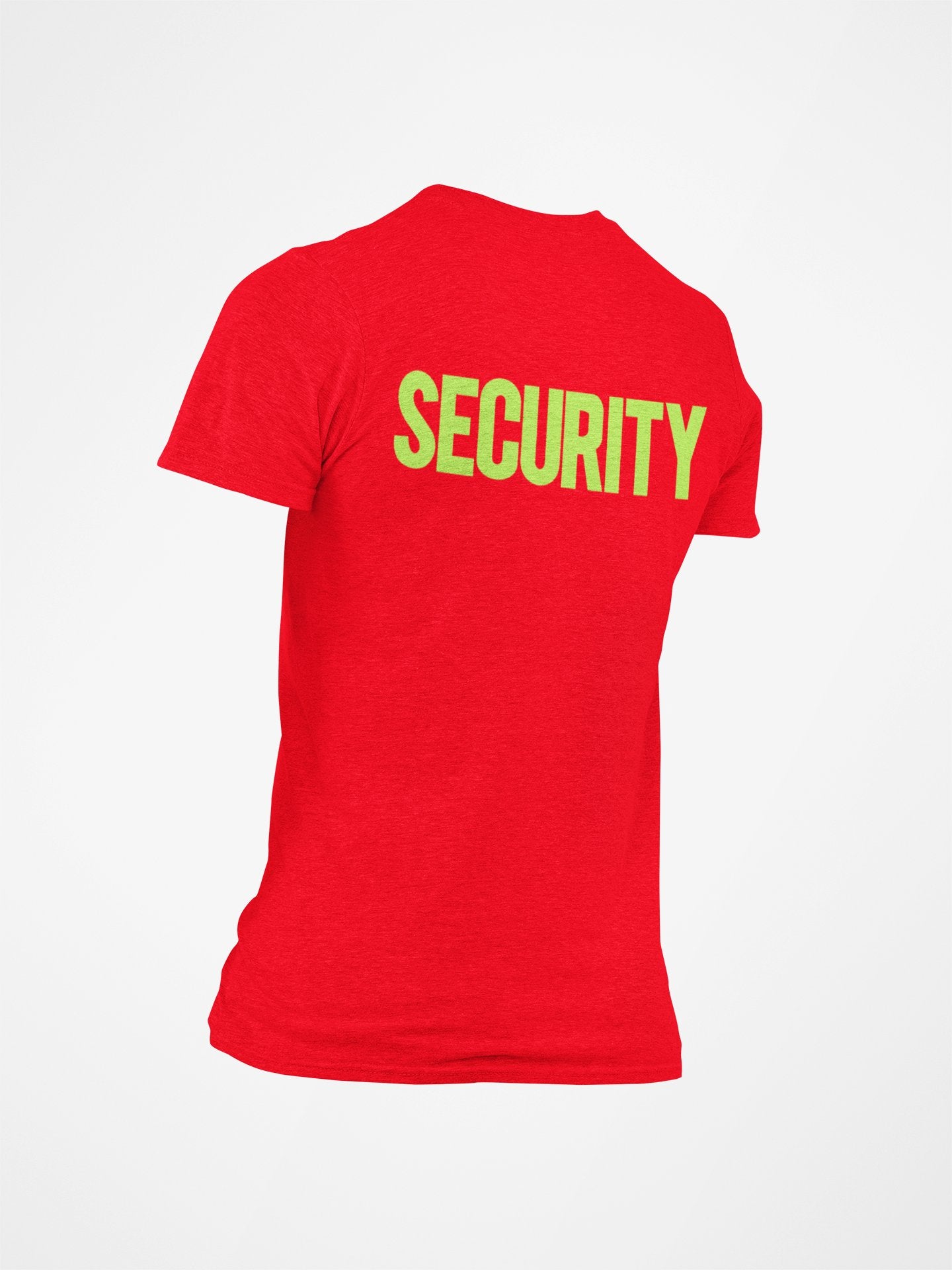 Security T-Shirt Front Back Screen Print (Red & Neon)