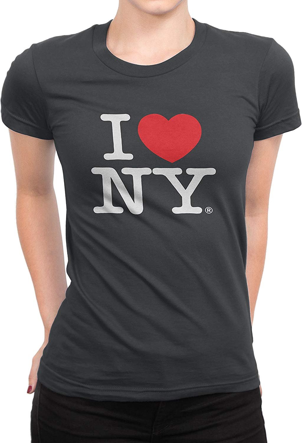 I Love NY Ladies T-Shirt  Tee Heather Charcoal