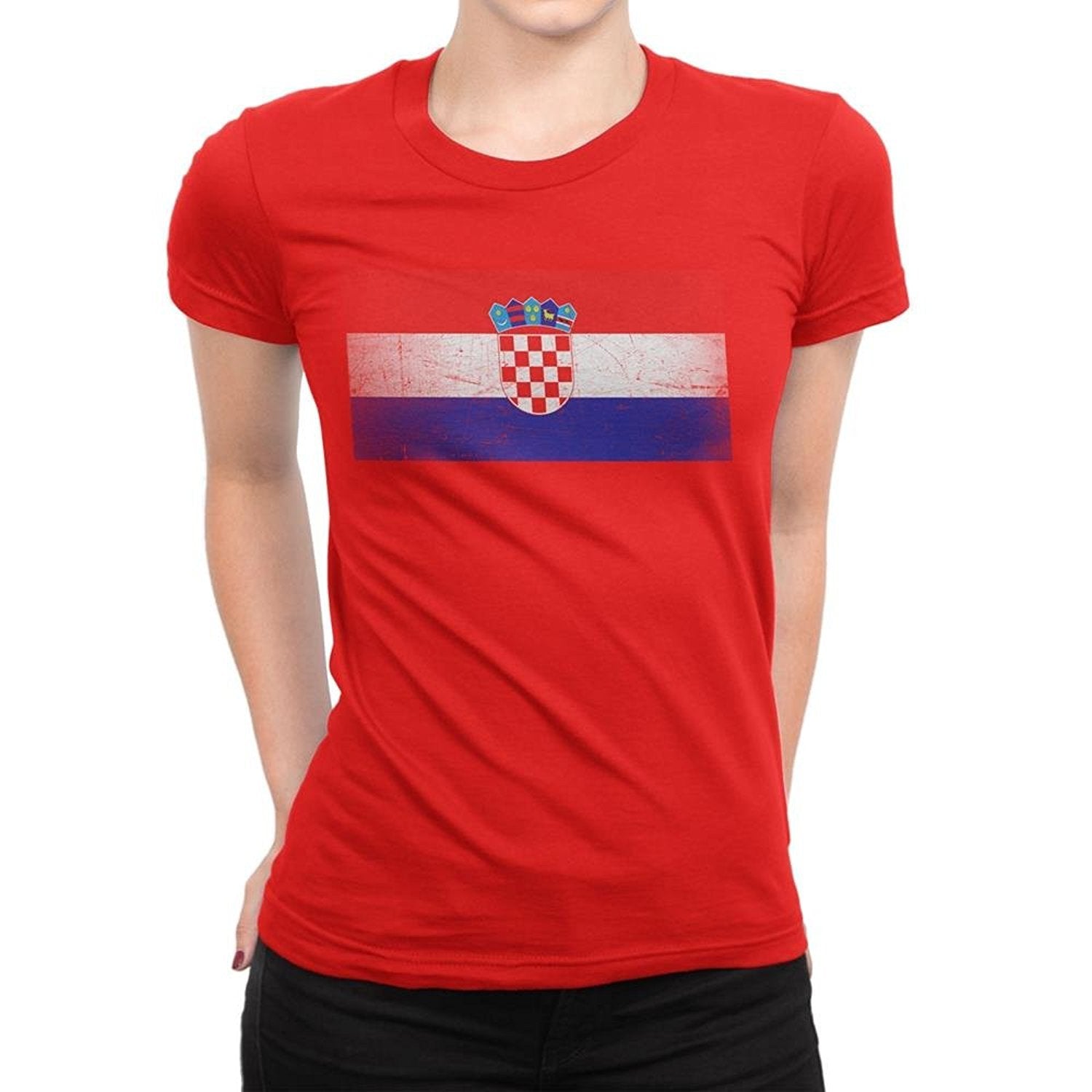 Croatia Flag Tee Ladies T-Shirt Womens Vintage Retro I Shirt