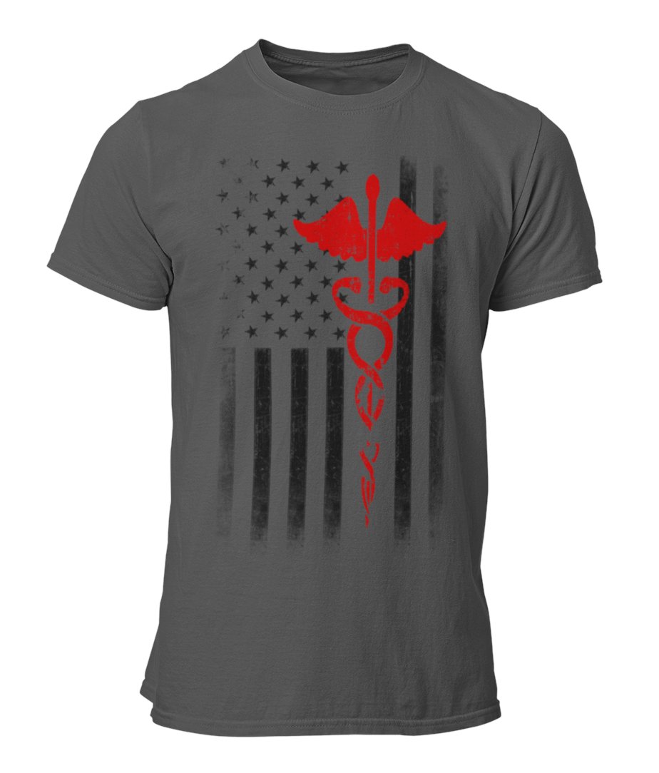 Men's USA Flag Tee EMT Nurses Patriot Vintage T-Shirt