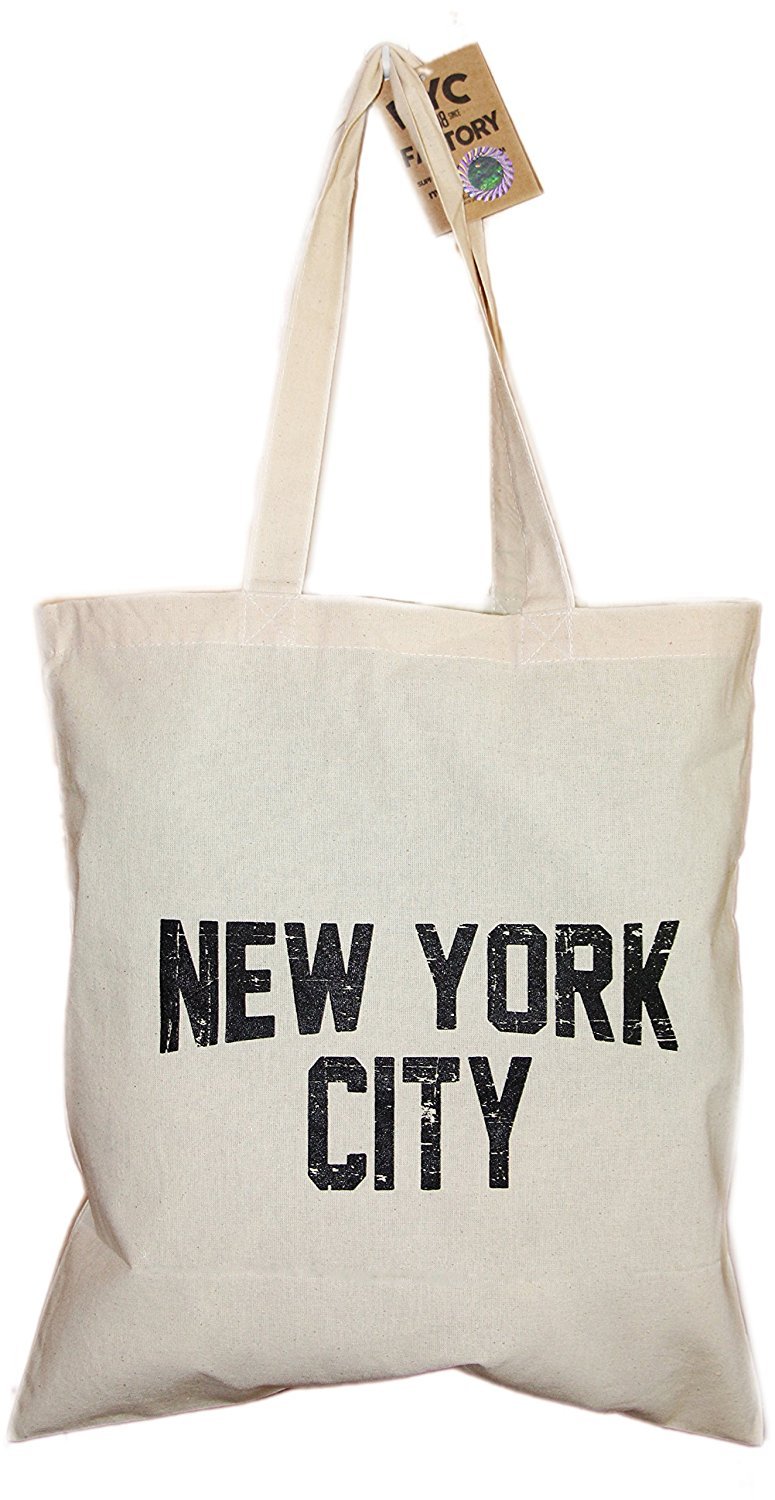 NYC Tote Bag Distressed New York City 100% Cotton Canvas Screenprinted by