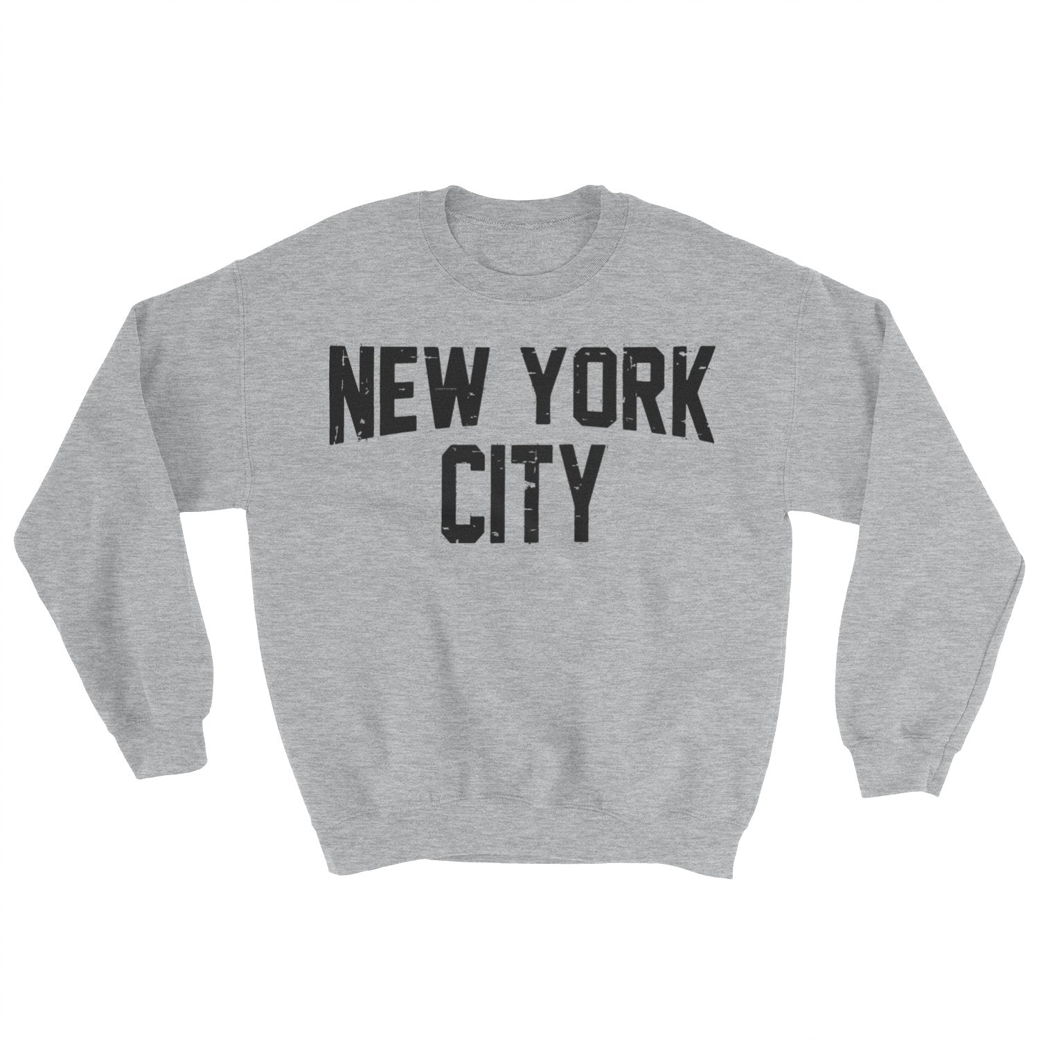 Distresssed New York City Mens Shirt Screenprinted Gray Adult Lennon Sweatshirt