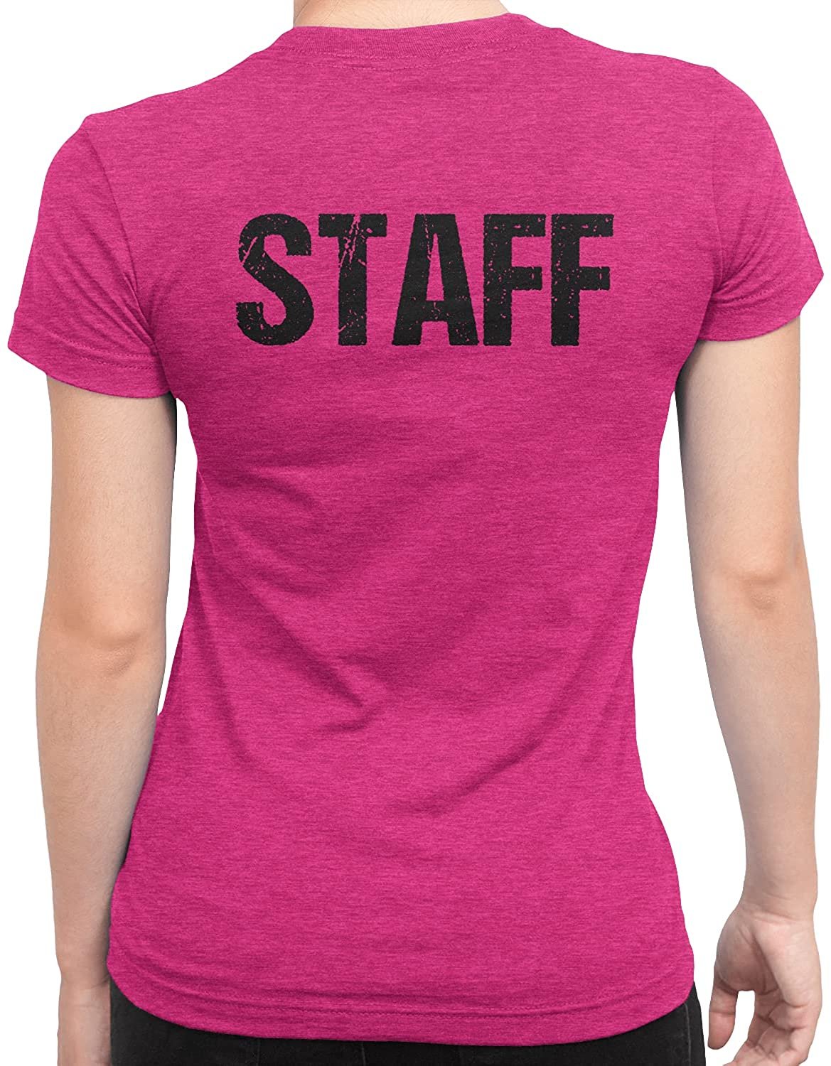 Staff Damen Kurzarm T-Shirt (Distressed Design, Heather Pink)