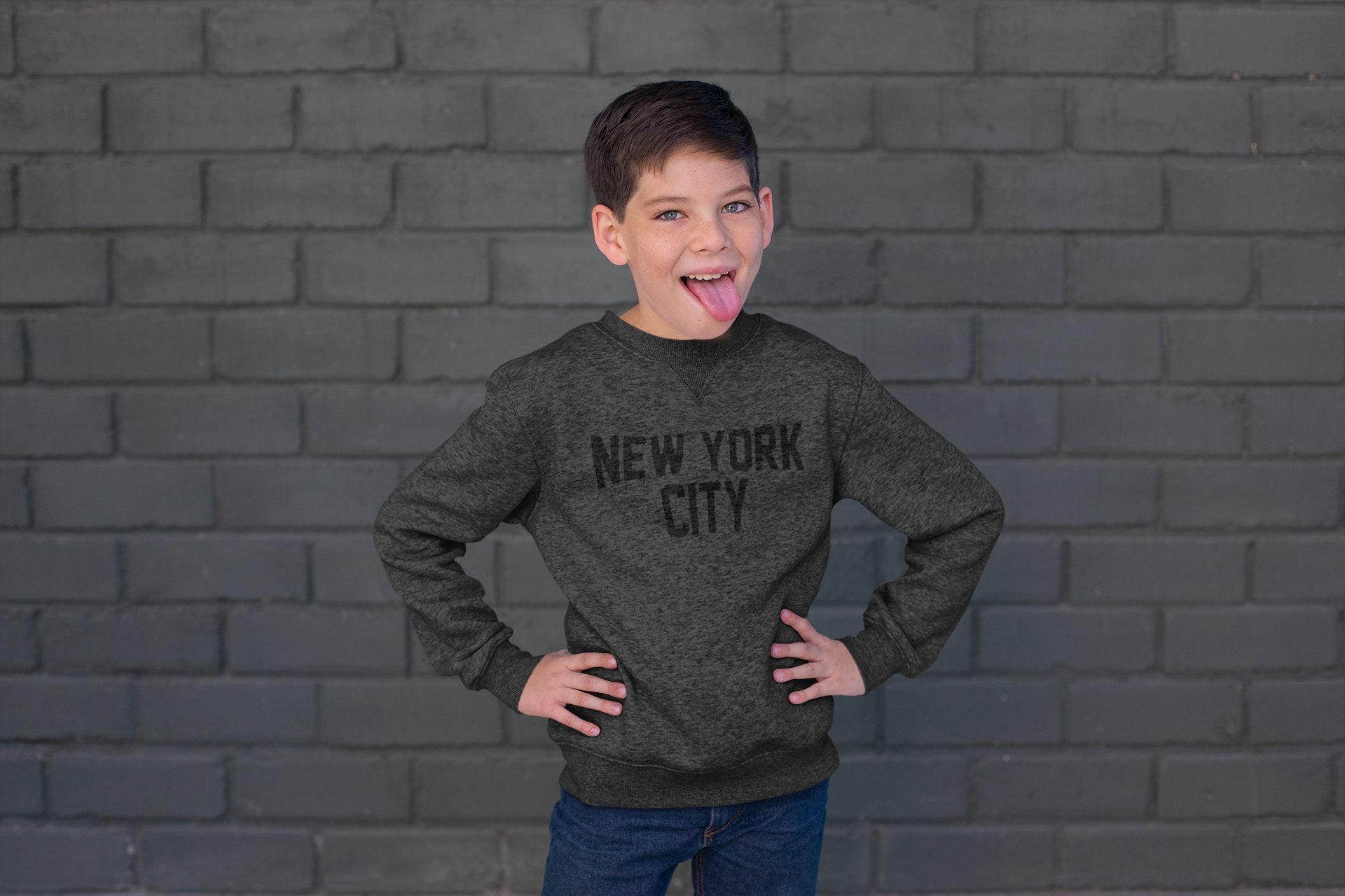 New York City Youth Shirt Rundhals-Sweatshirt Dark Heather Charcoal