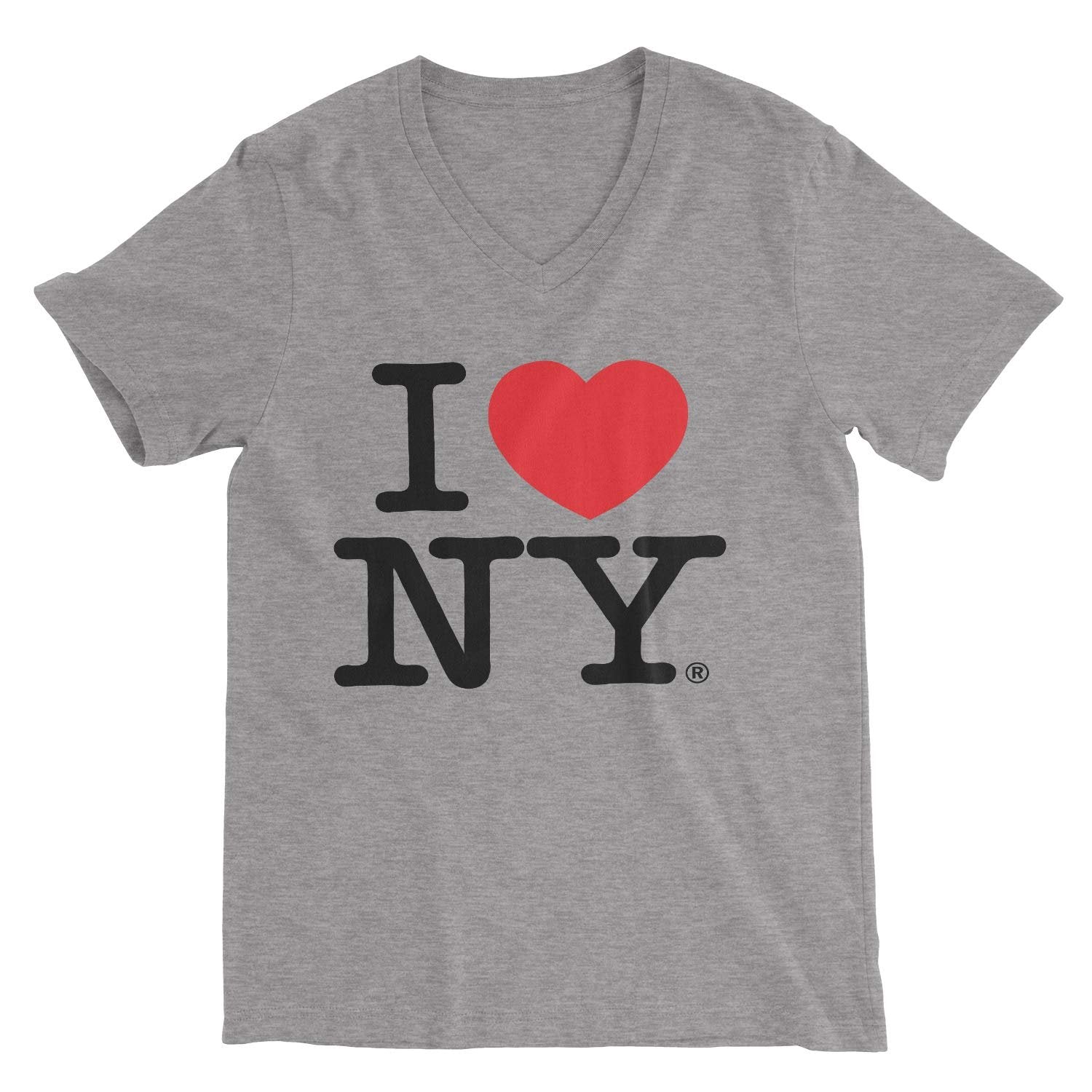 I Love NY New York Womens V-Neck T-Shirt Spandex Heart Gray