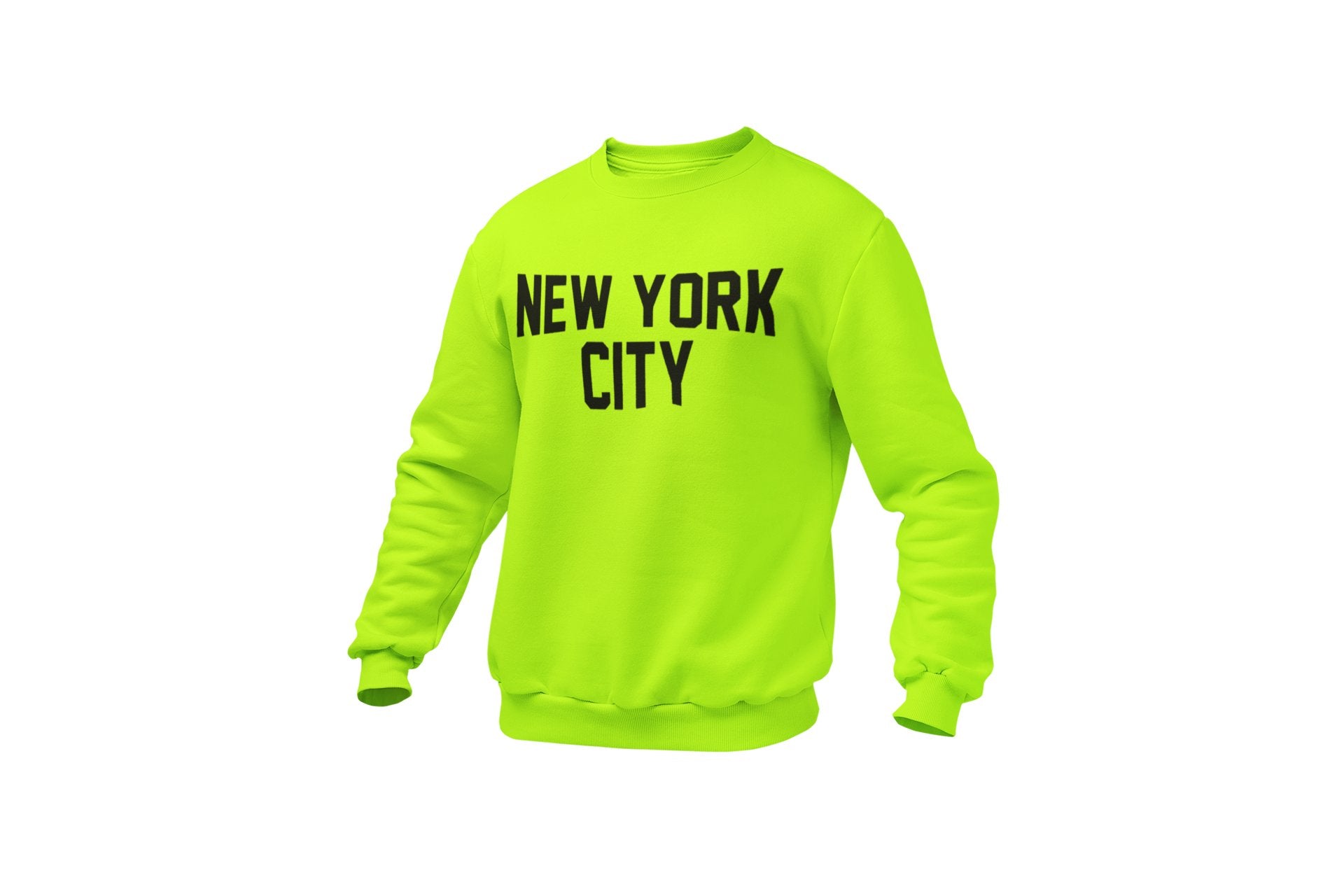New York City Crewneck Adult Unisex Sweatshirt (Safety Green & Black)