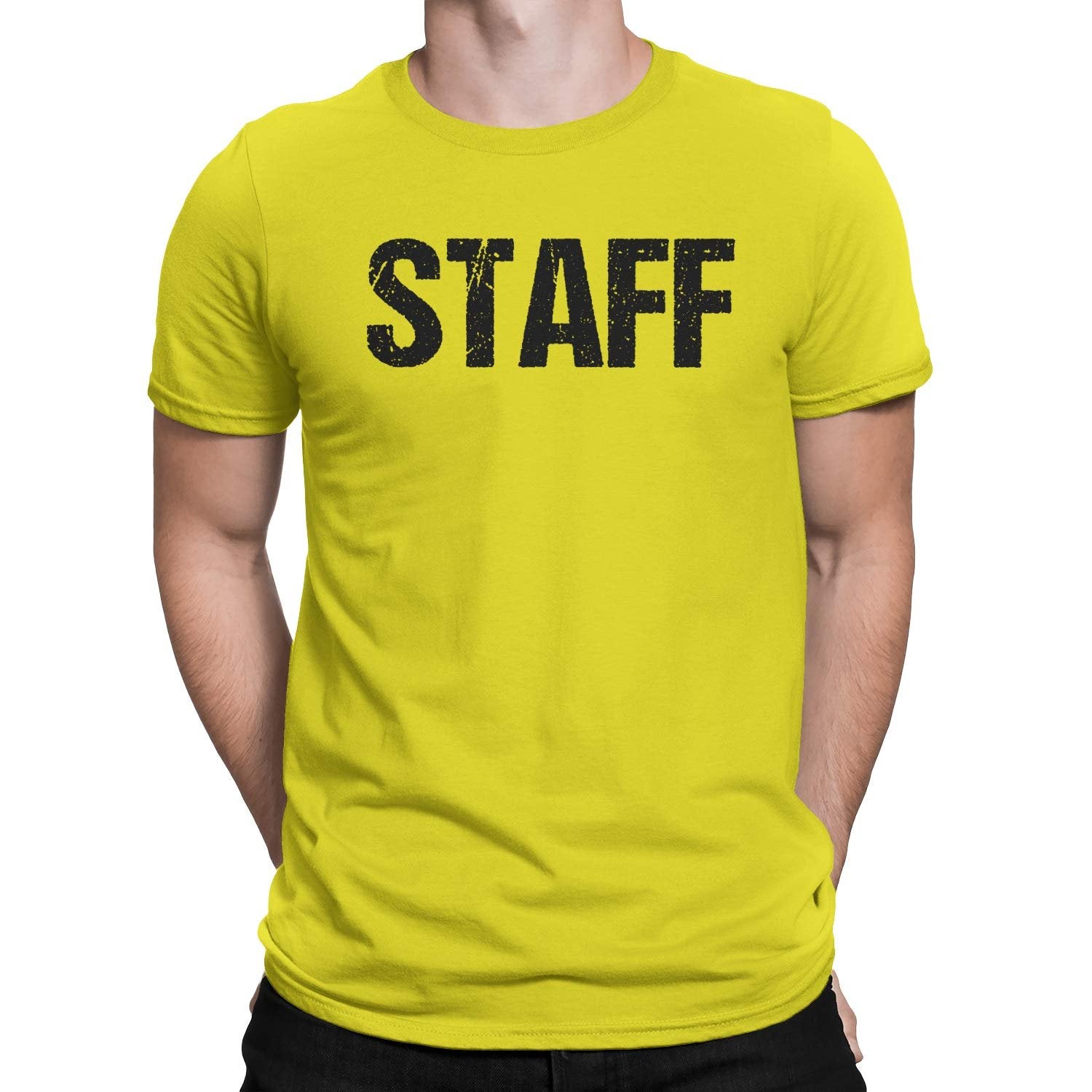 Staff Kurzarm-T-Shirt für Herren (Distressed Design, Hellgelb)