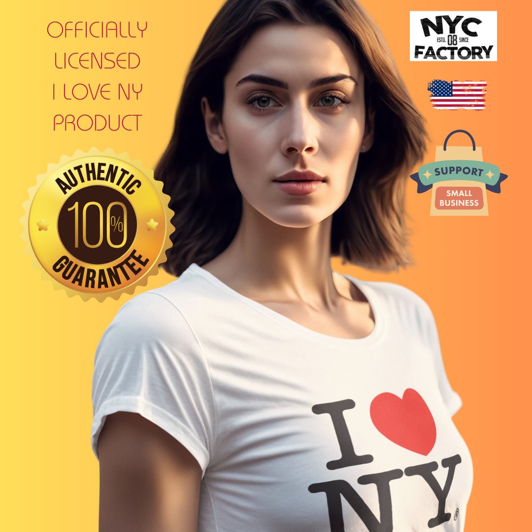 I Love NY Damen T-Shirt mit V-Ausschnitt, grau meliert
