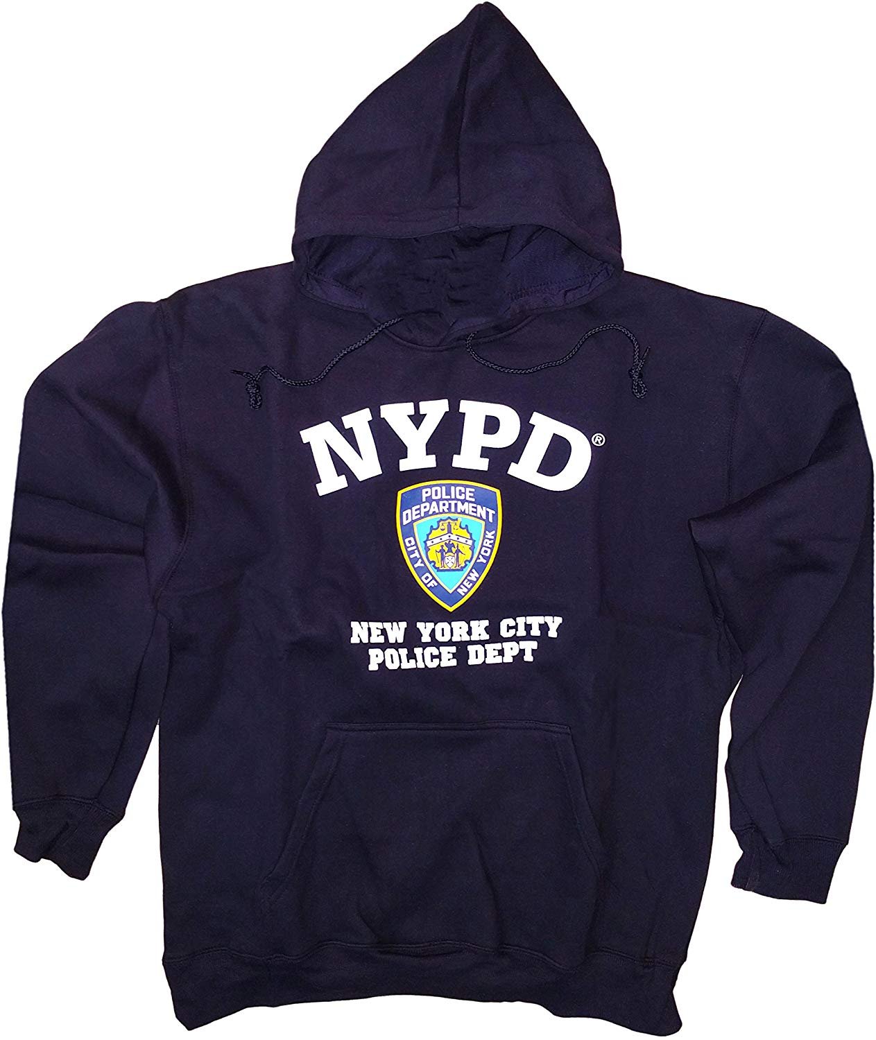 NYPD Men's Sweatshirt Front Letters & Badge Hoodie Navy Blue