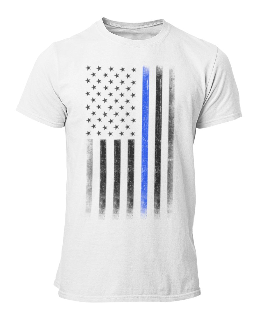 Premium Men's USA Flag Blue Lives Matter Police T-Shirt Ring Spun