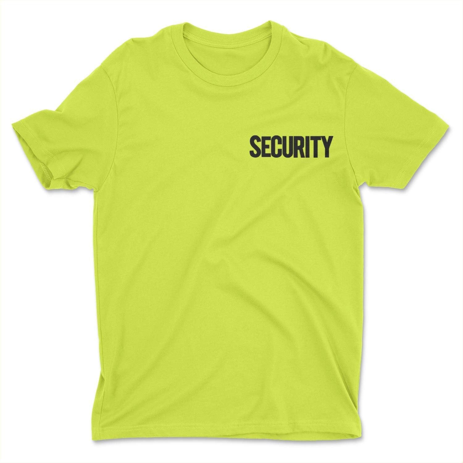 Men's Security T-Shirt (Chest & Back Print, Safety Green/Black)