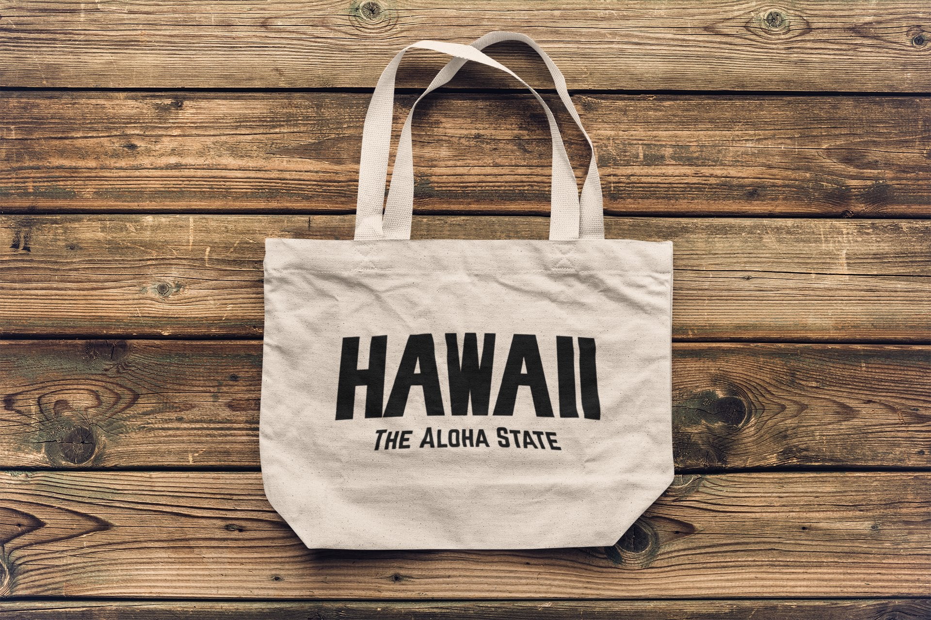 Hawaii - Jumbo Size Vintage Style Retro City Cotton Canvas Tote Bags