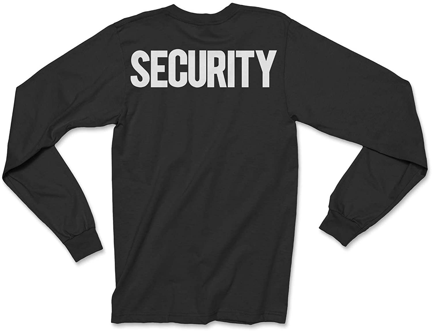 Men's Long Sleeve Security T-Shirt (Black / White, Solid Design)