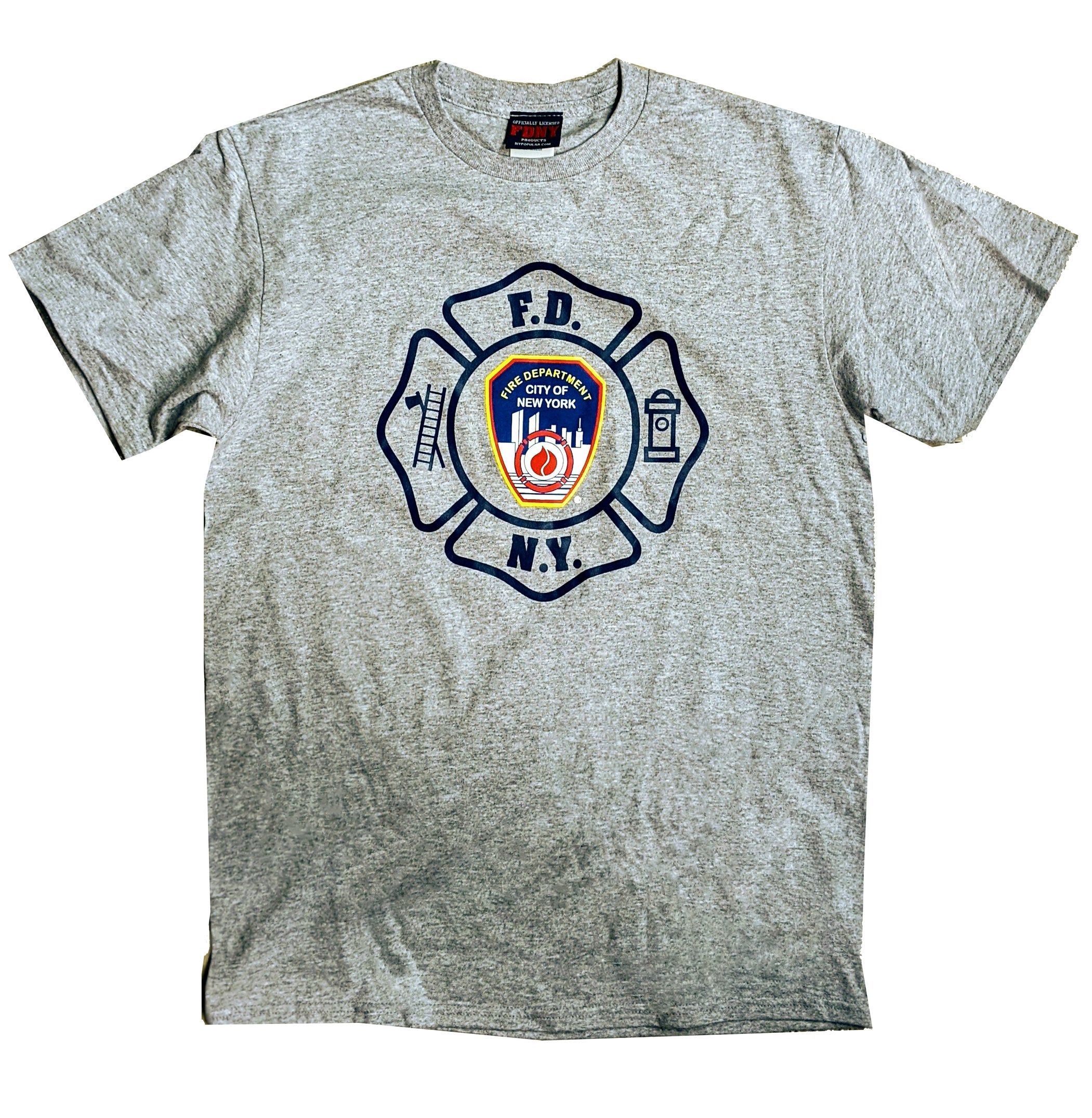 FDNY Mens T-Shirt Heather Gray Tee Shirt Officially Licensed