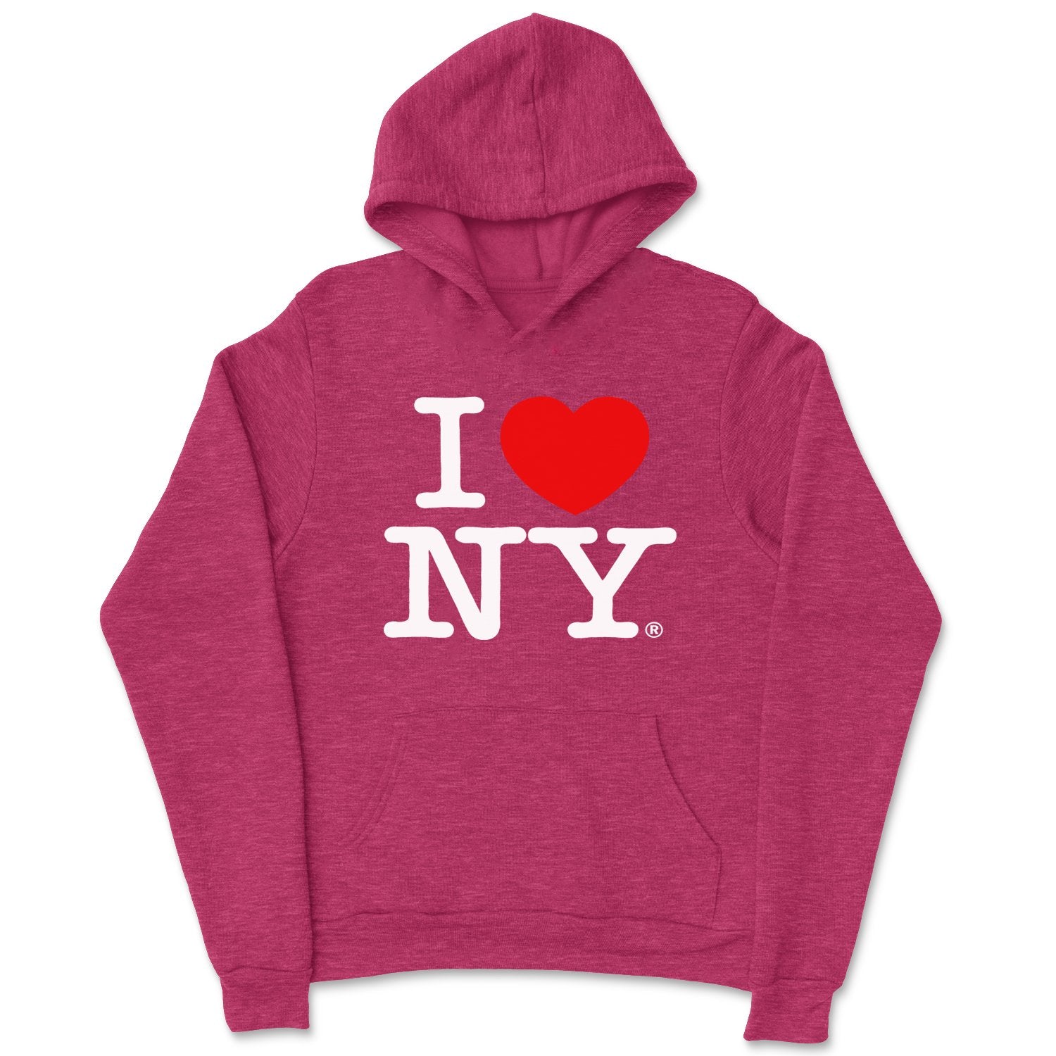 I Love NY Kids Hoodie Sweatshirt Officially Licensed (Youth, Heather Burgundy)